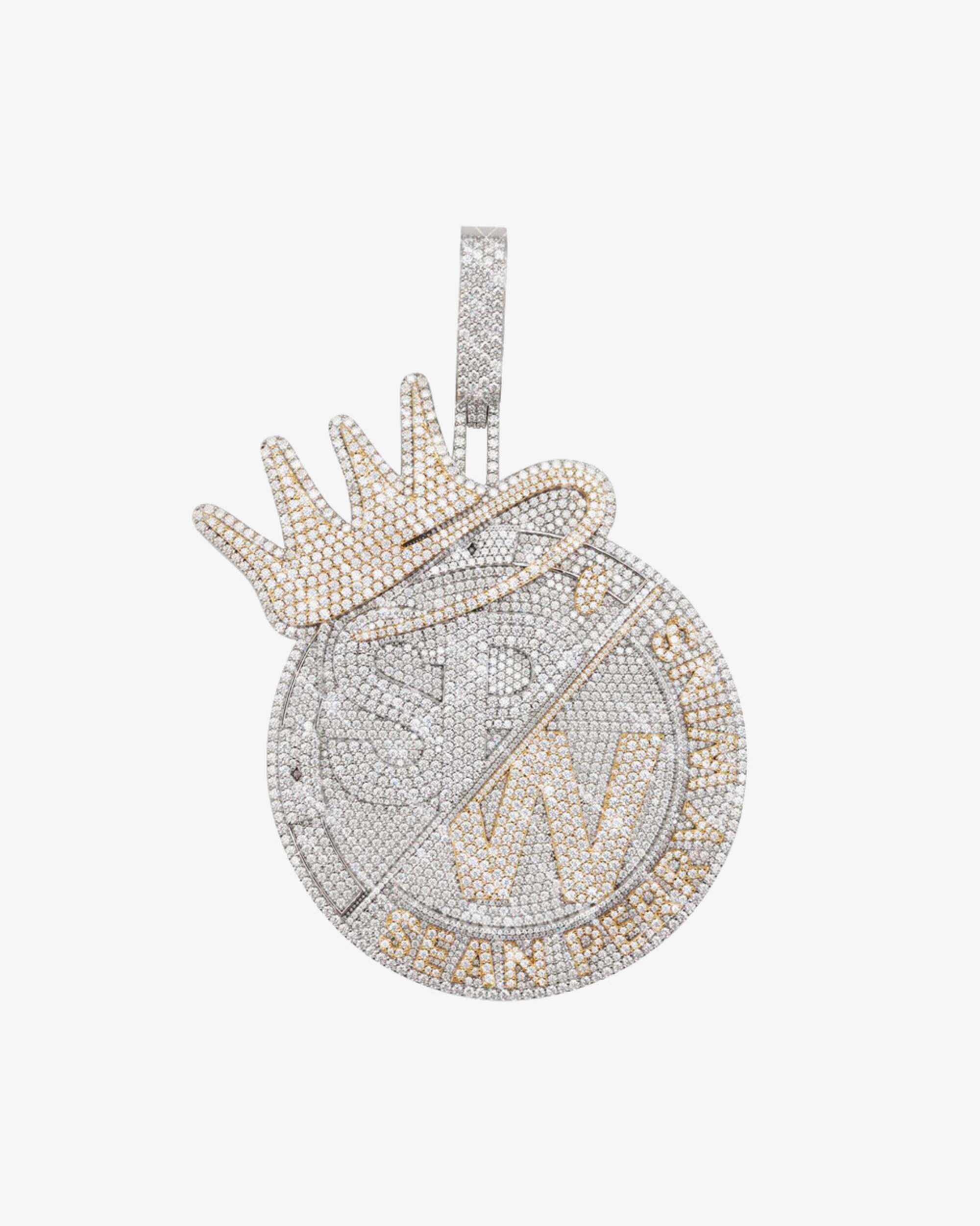 Custom "SPW" Moissanite Circle Pendant 14K Gold