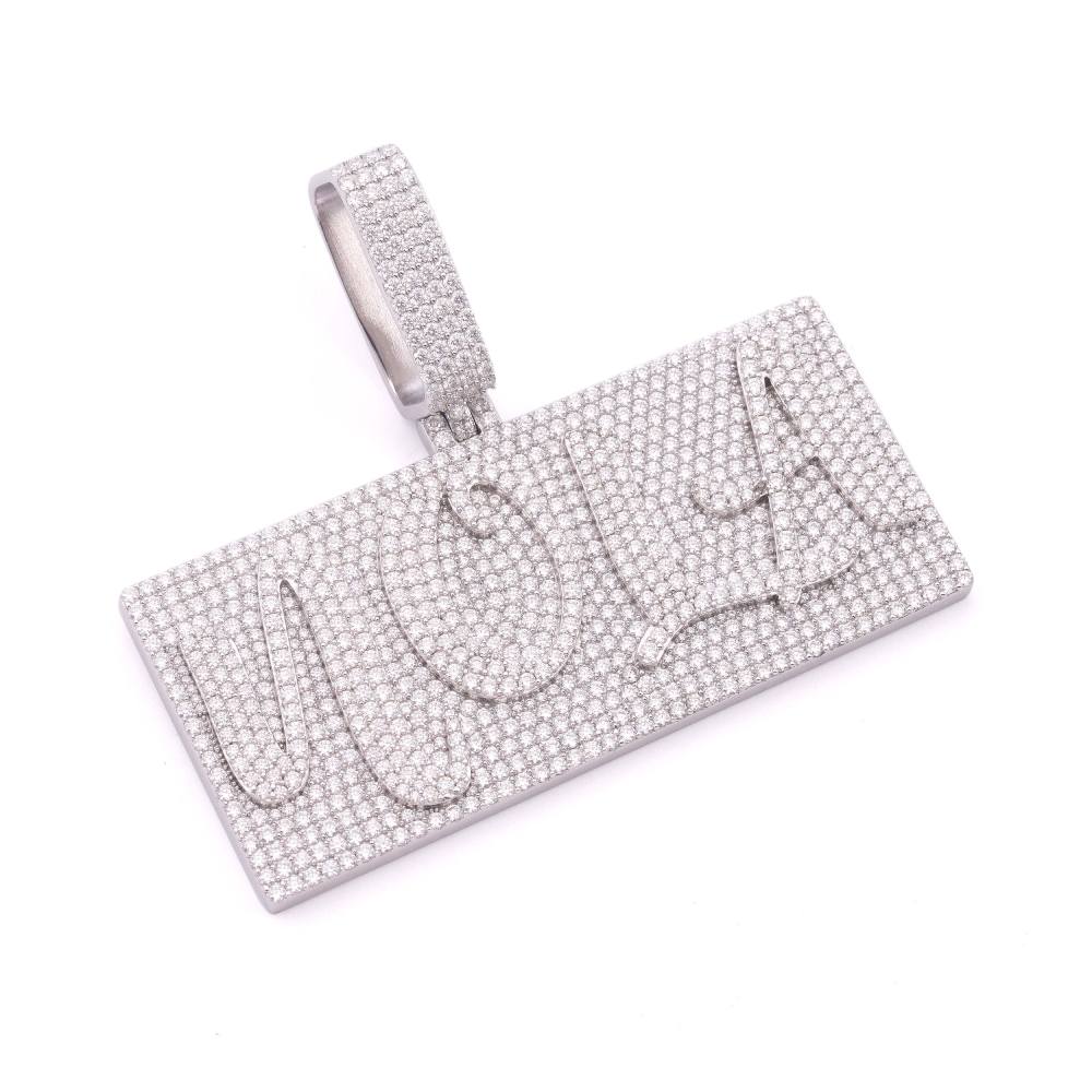 Customized Moissanite Rectangle Pendant - Image 3