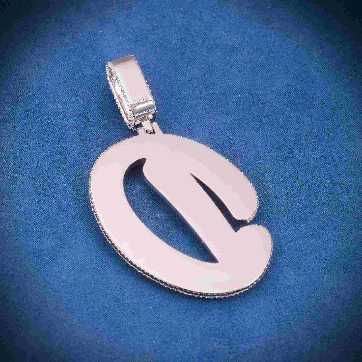 "D" Custom Moissanite Pendant 14K Gold - Image 3