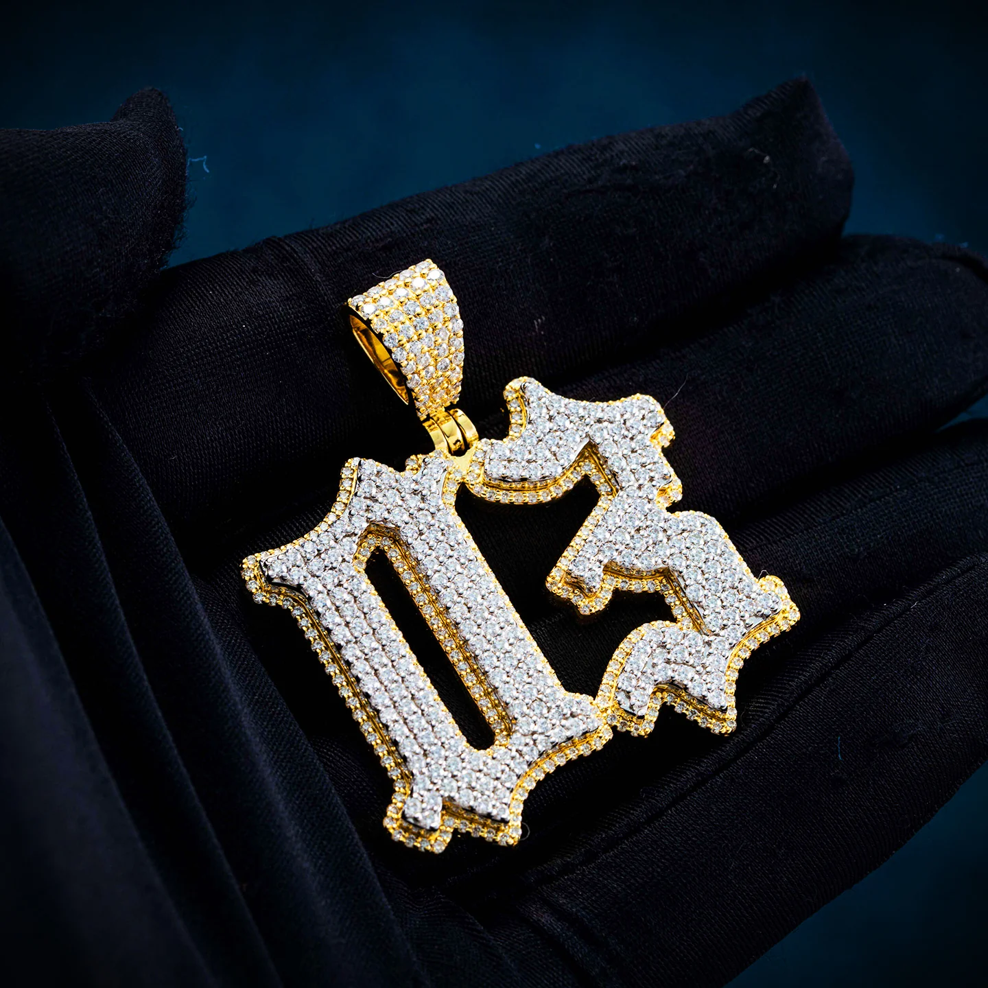 "D3" Custom Moissanite Pendant 14K Gold - Image 3