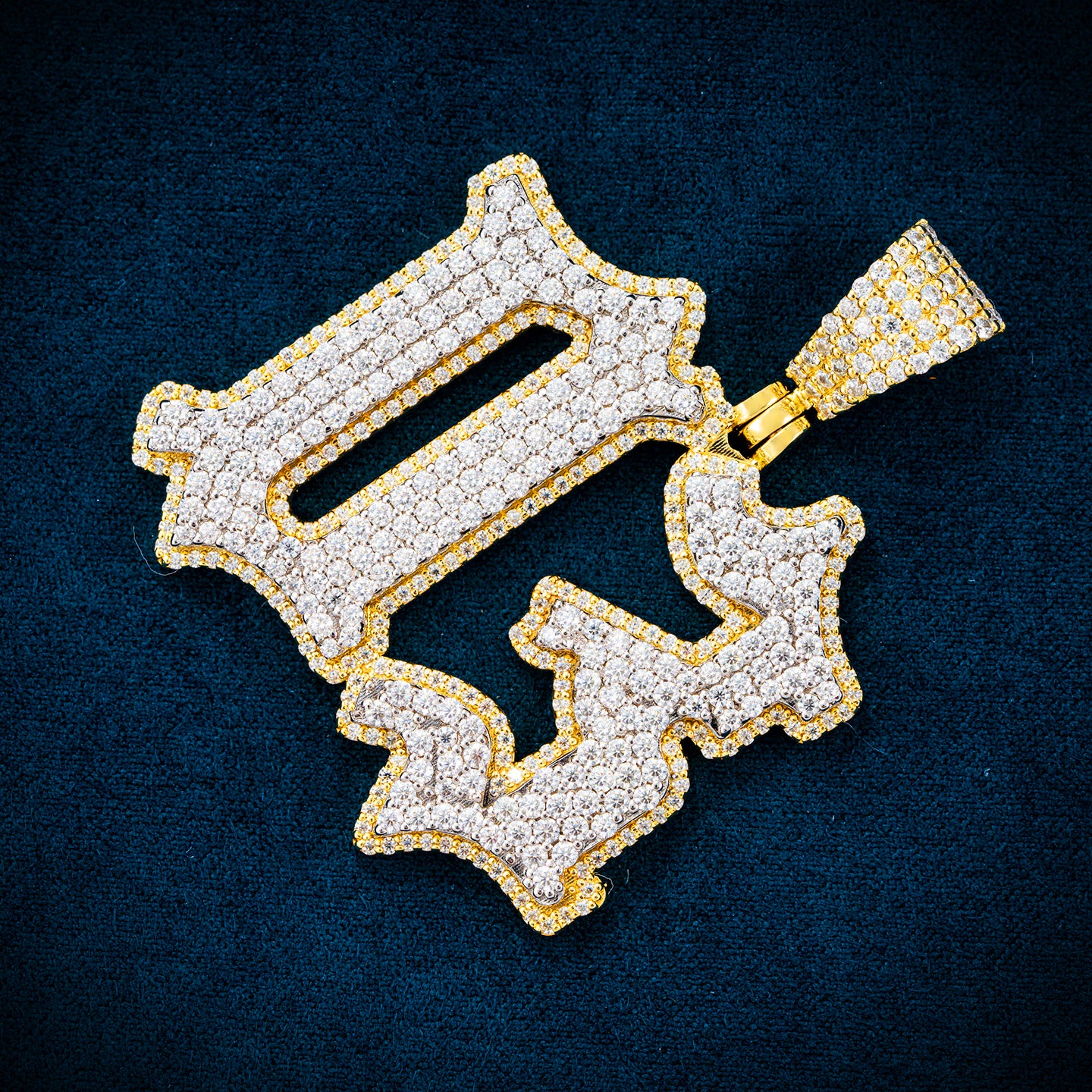 "D3" Custom Moissanite Pendant 14K Gold - Image 4