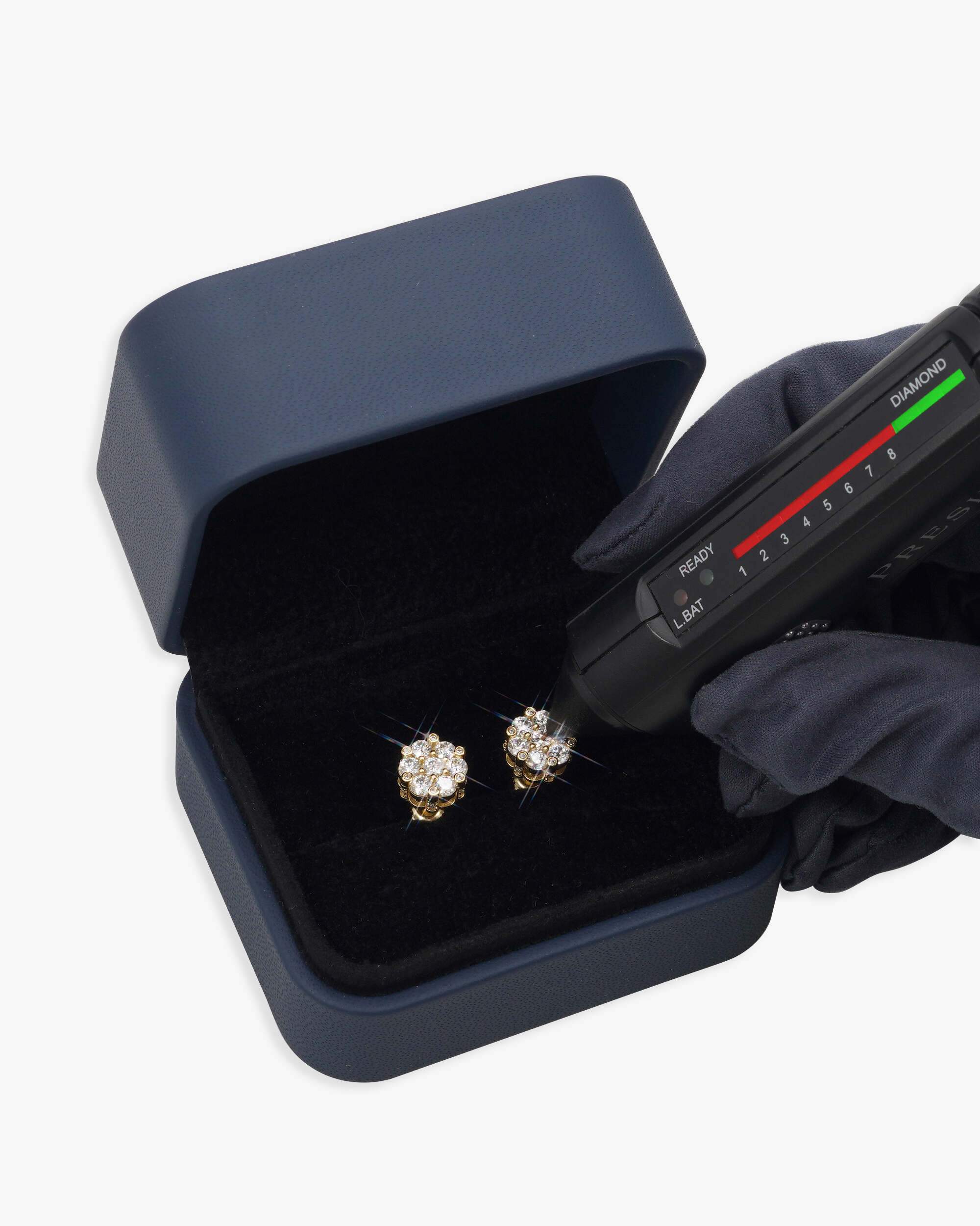 10MM Diamond Flower Cluster Stud Earrings 14K Gold - Image 6