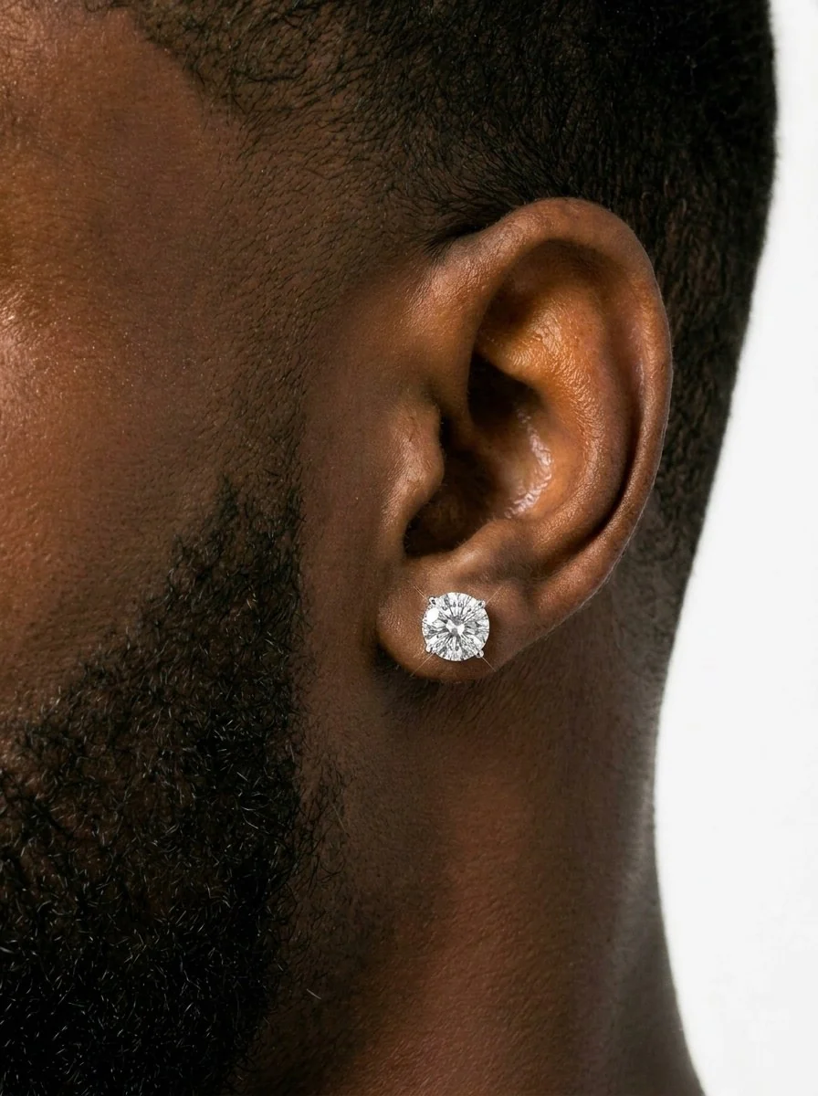 Double Halo Prong Moissanite Earrings 14K Gold - Image 3