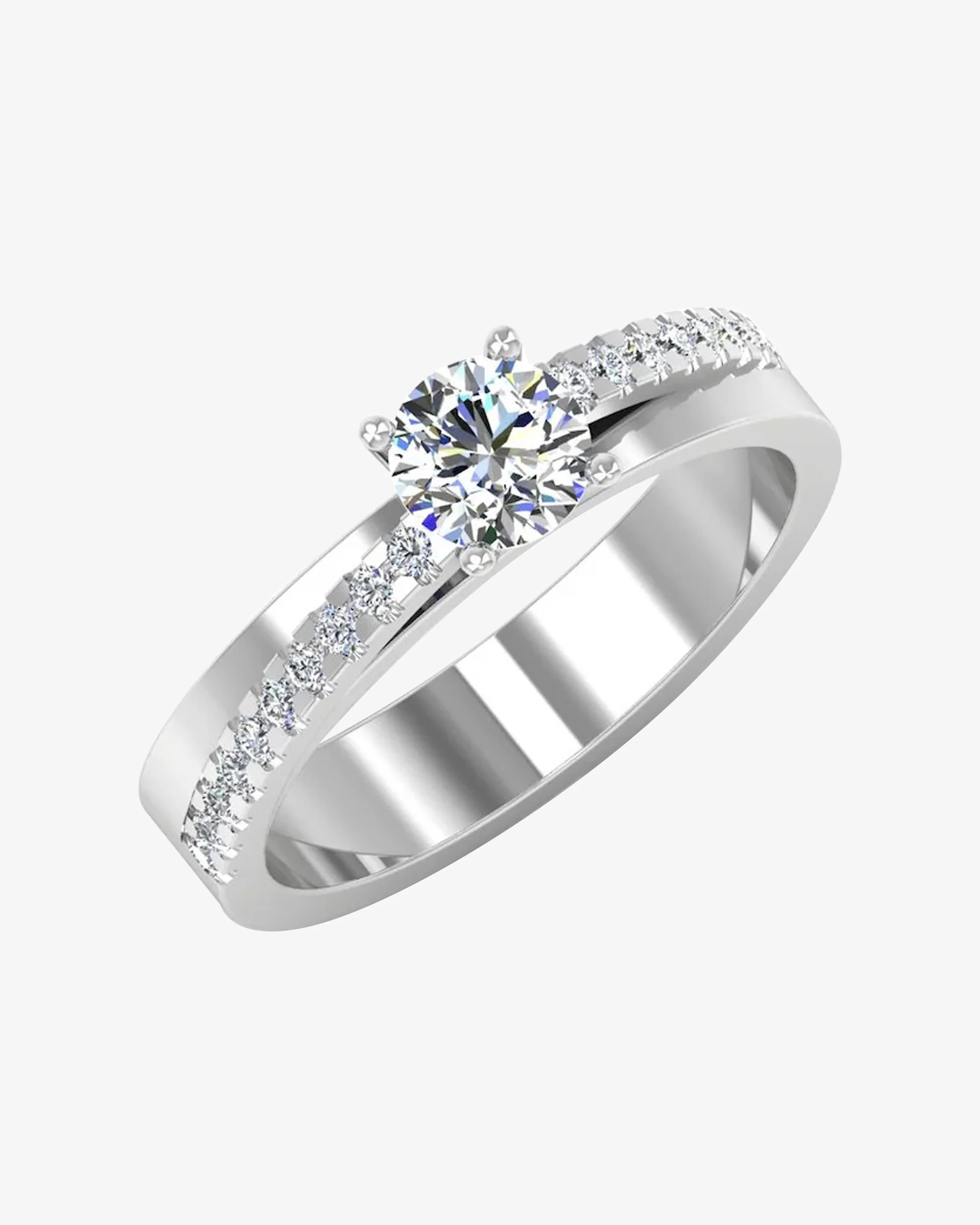 Double Layer Brilliant Cut Moissanite Engagement Ring