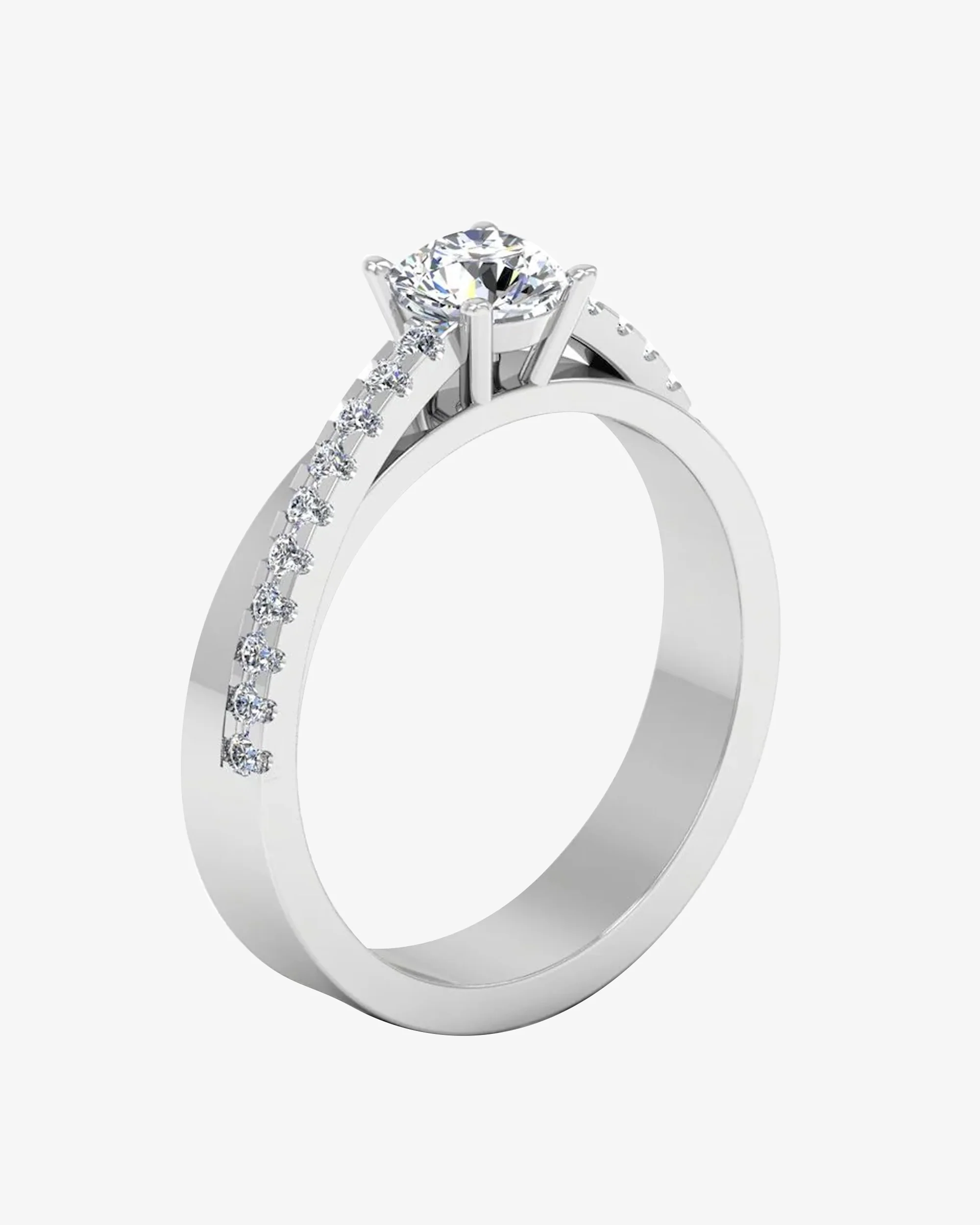 Double Layer Brilliant Cut Moissanite Engagement Ring - Image 3