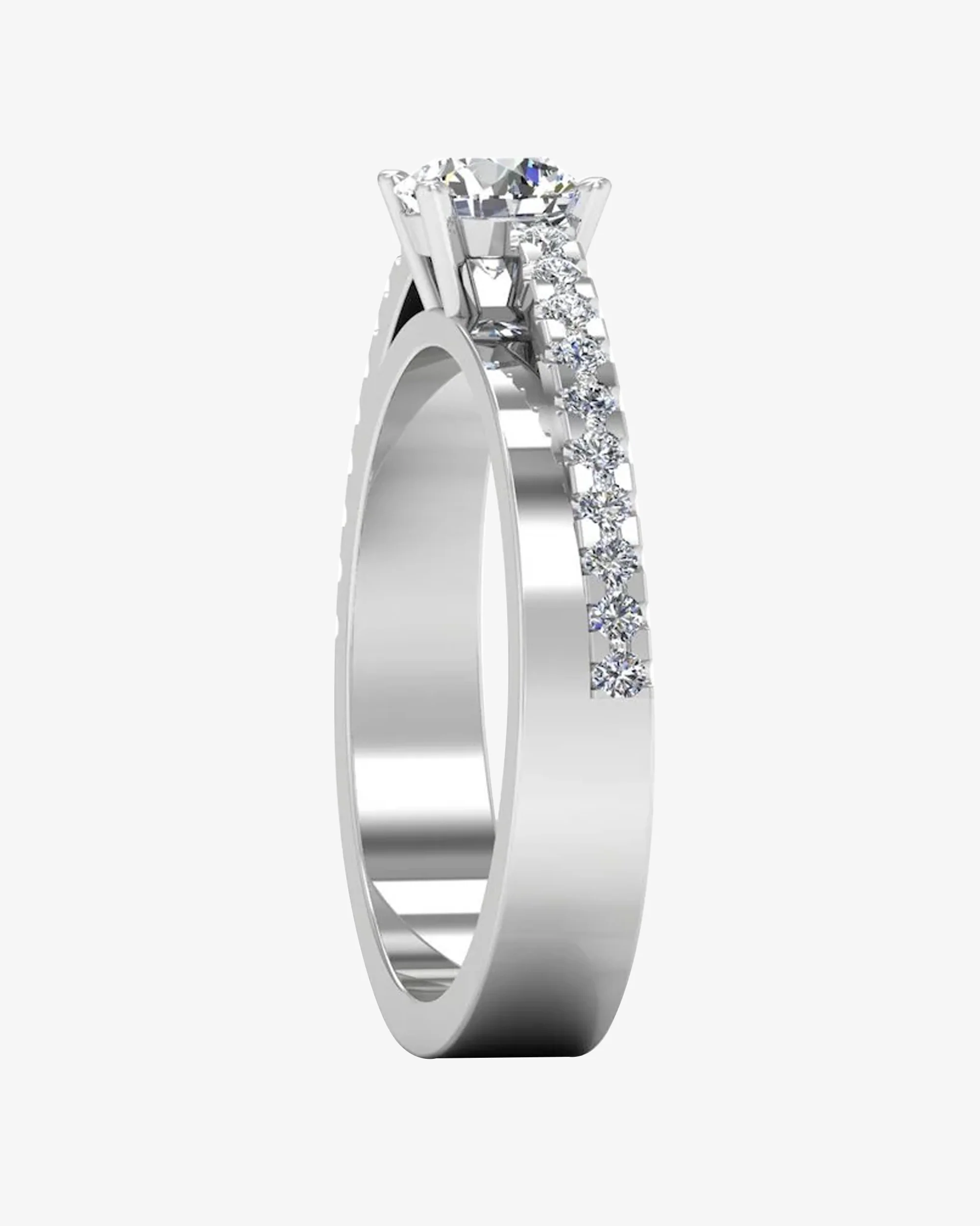 Double Layer Brilliant Cut Moissanite Engagement Ring - Image 5