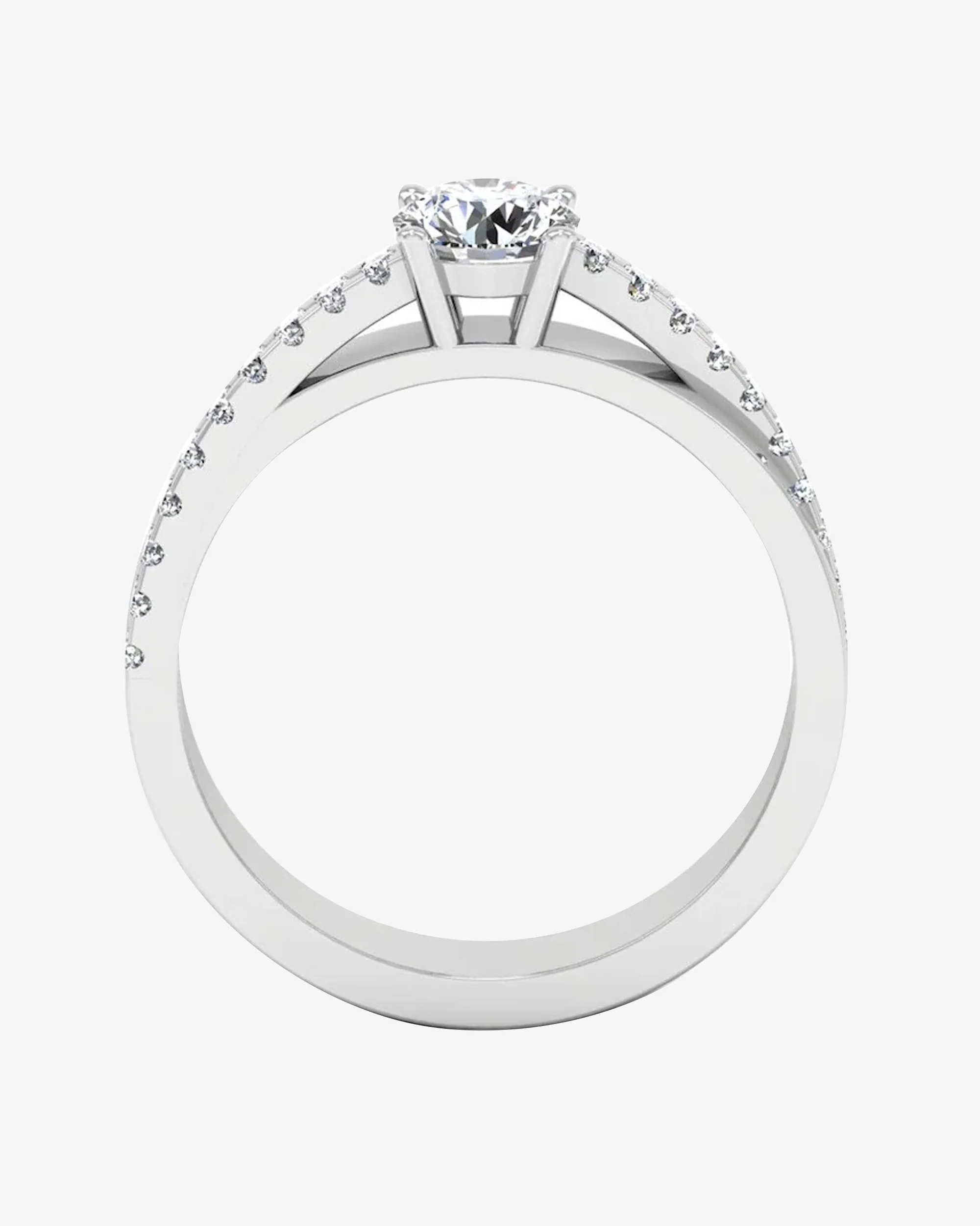 Double Layer Brilliant Cut Moissanite Engagement Ring - Image 6