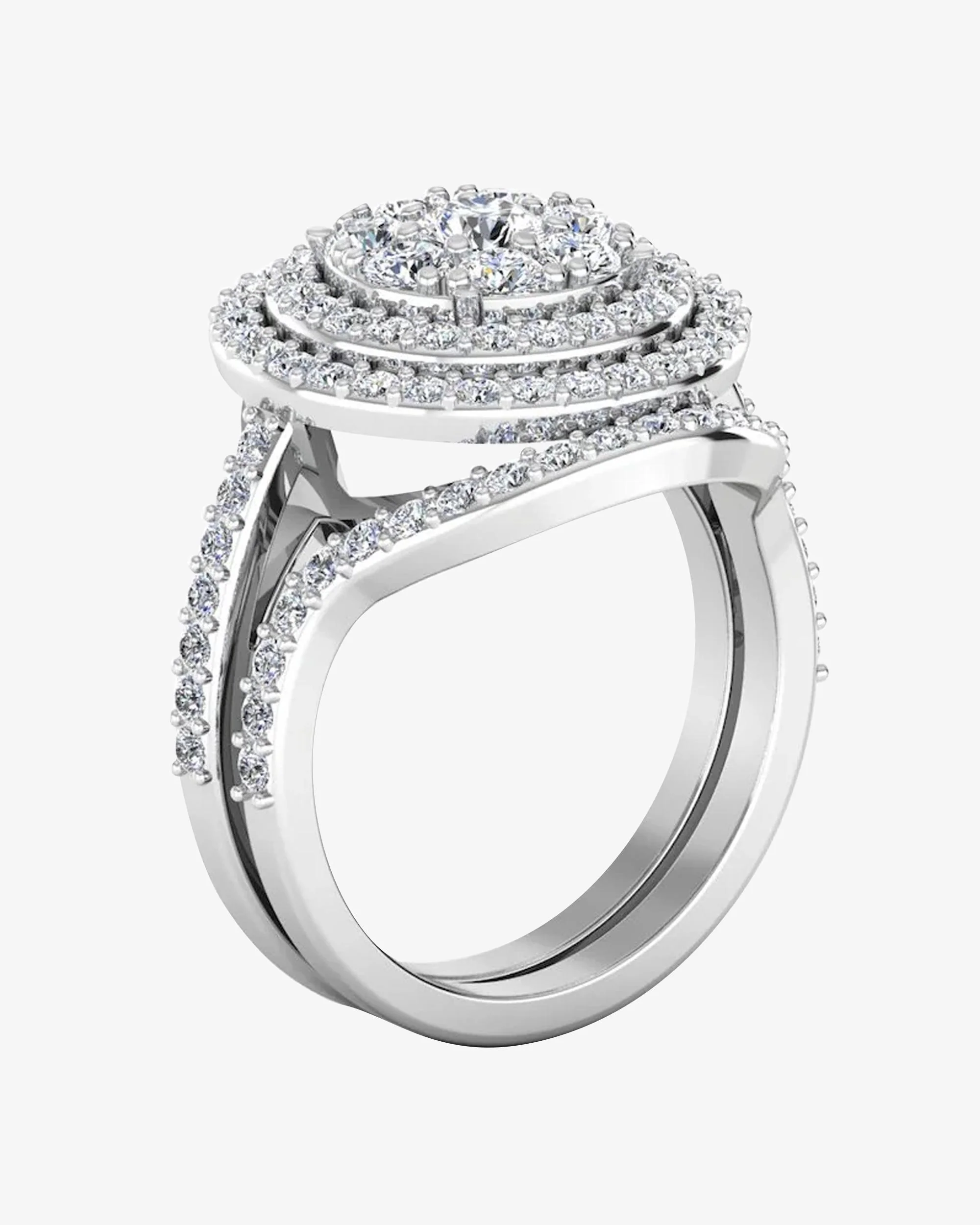 Dual Split Shank Moissanite Dome Engagement Ring - Image 3