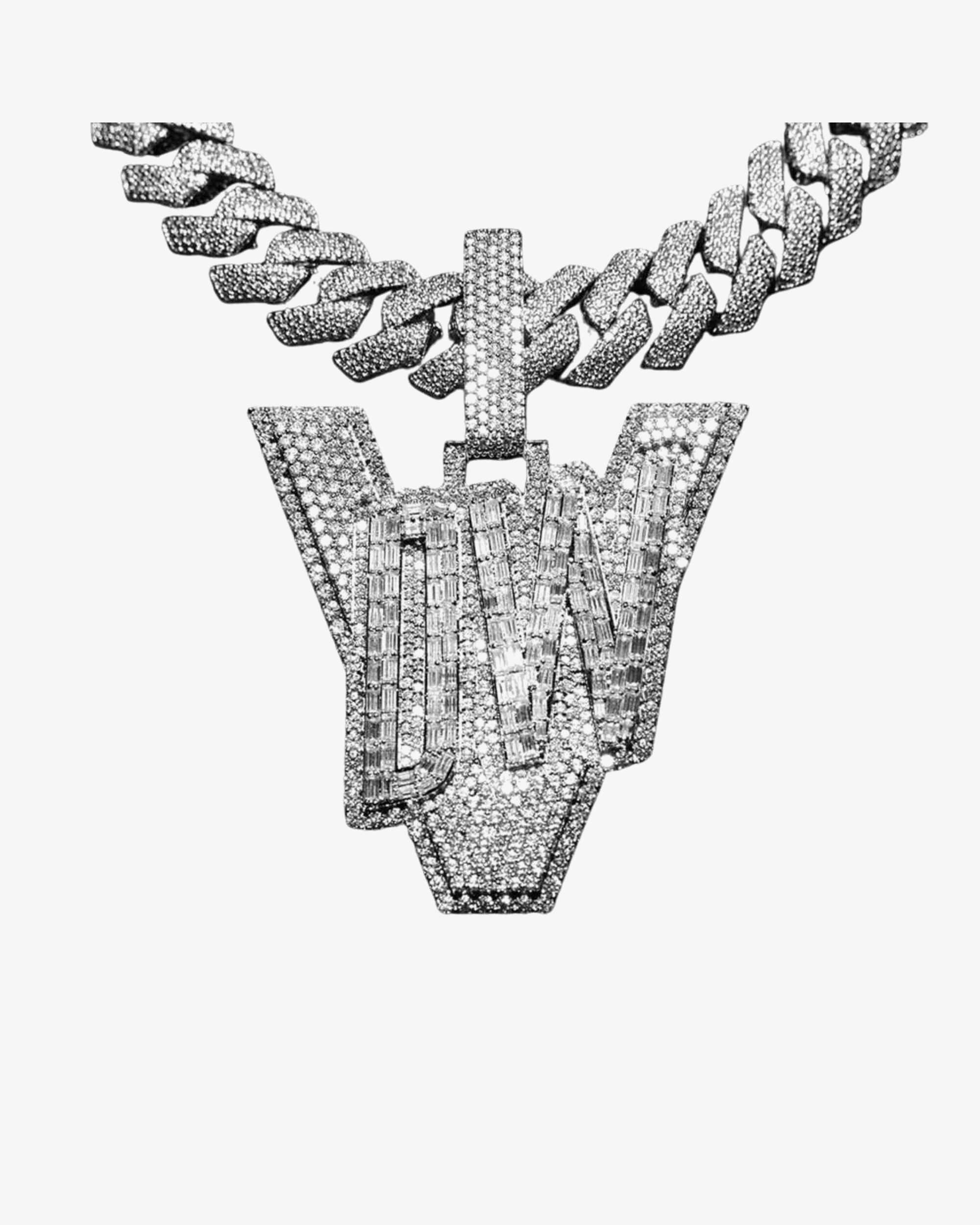"DW" Custom Moissanite Pendant 14K White Gold