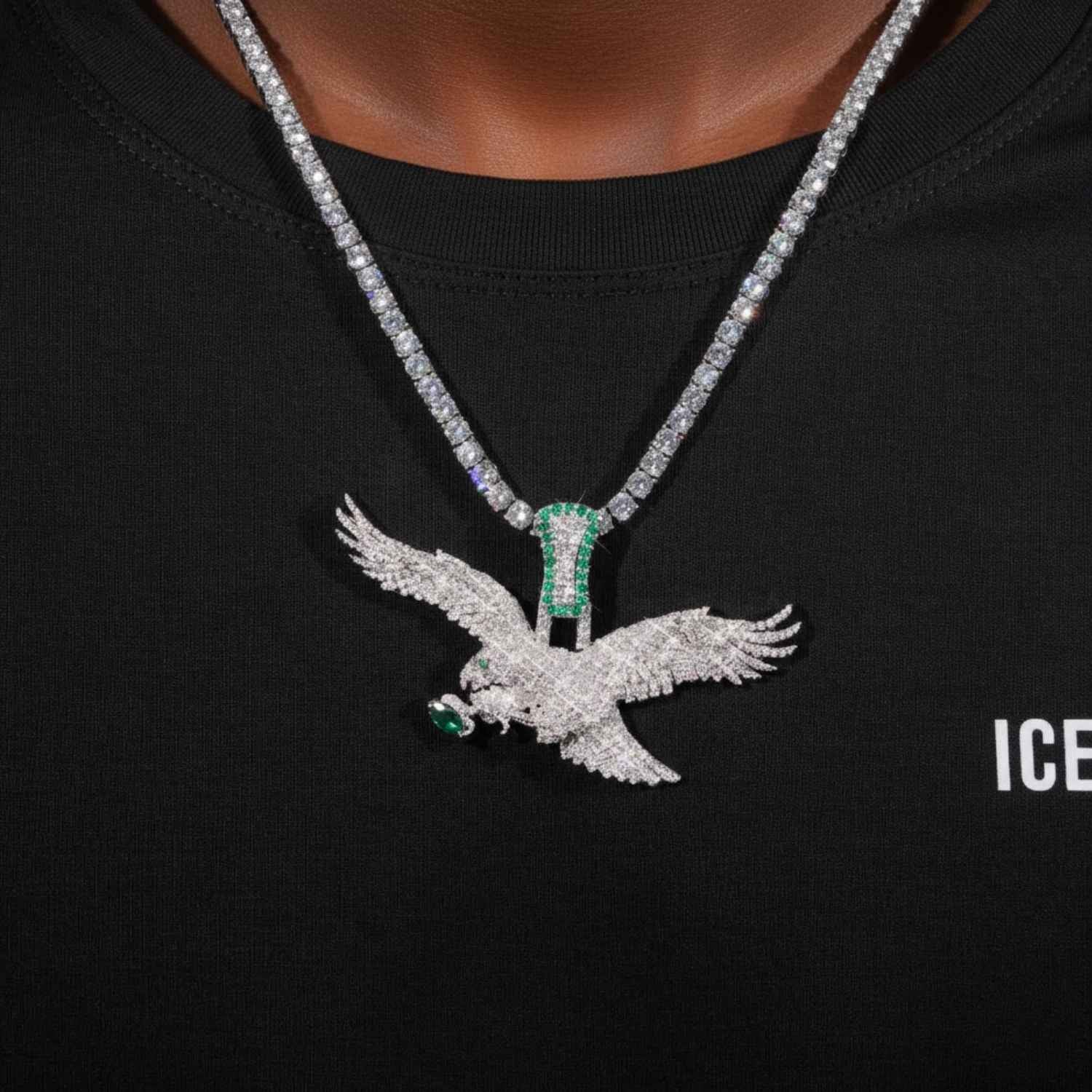 "EAGLE" Custom Moissanite Pendant 14K Gold - Image 2