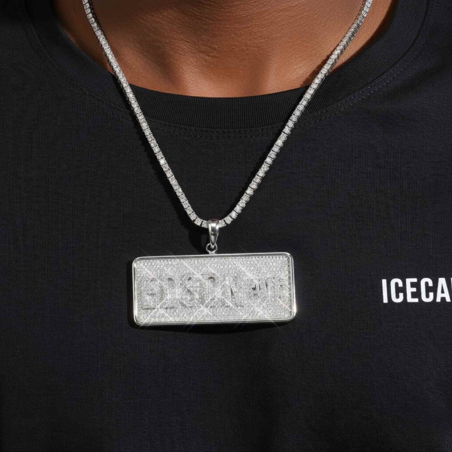"EDSON" Custom Moissanite Name Pendant 14K Gold - Image 2