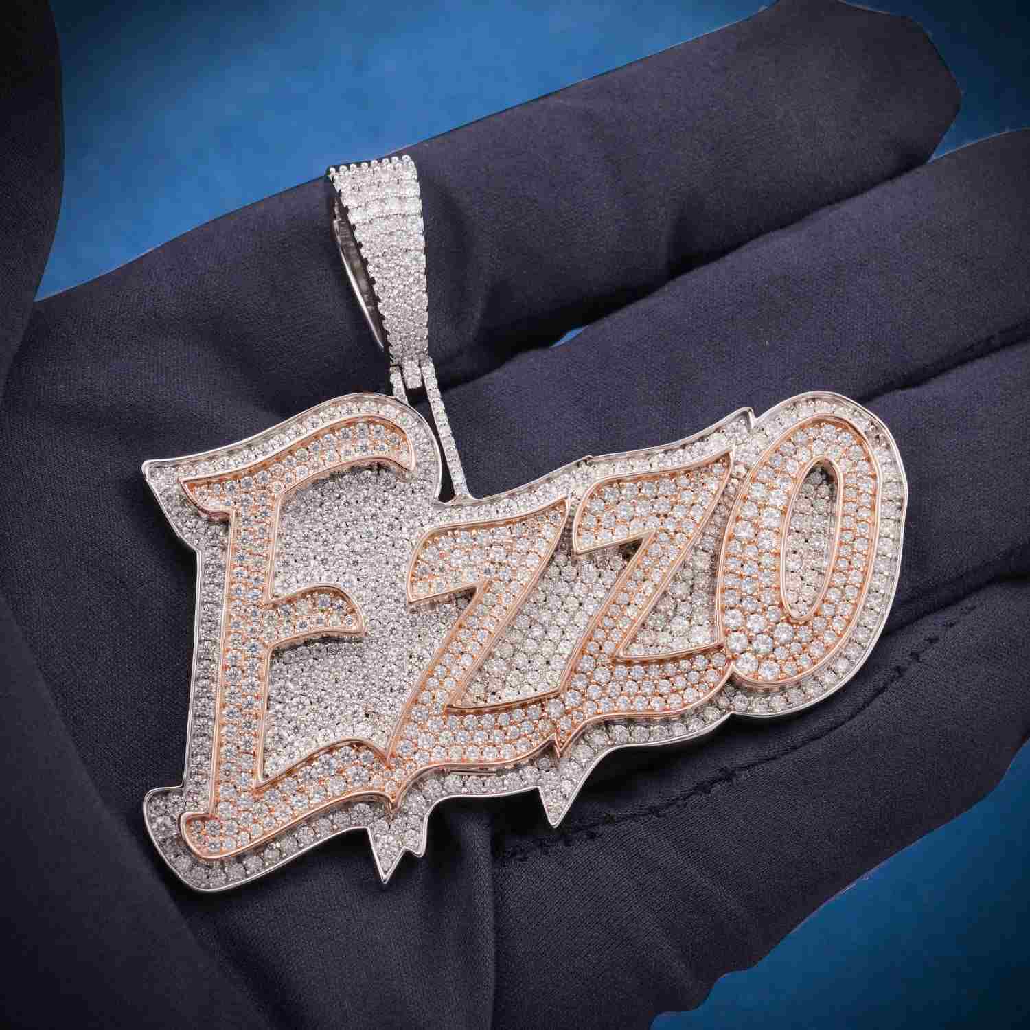 "EZZO" Custom Moissanite Pendant 14K Gold - Image 4