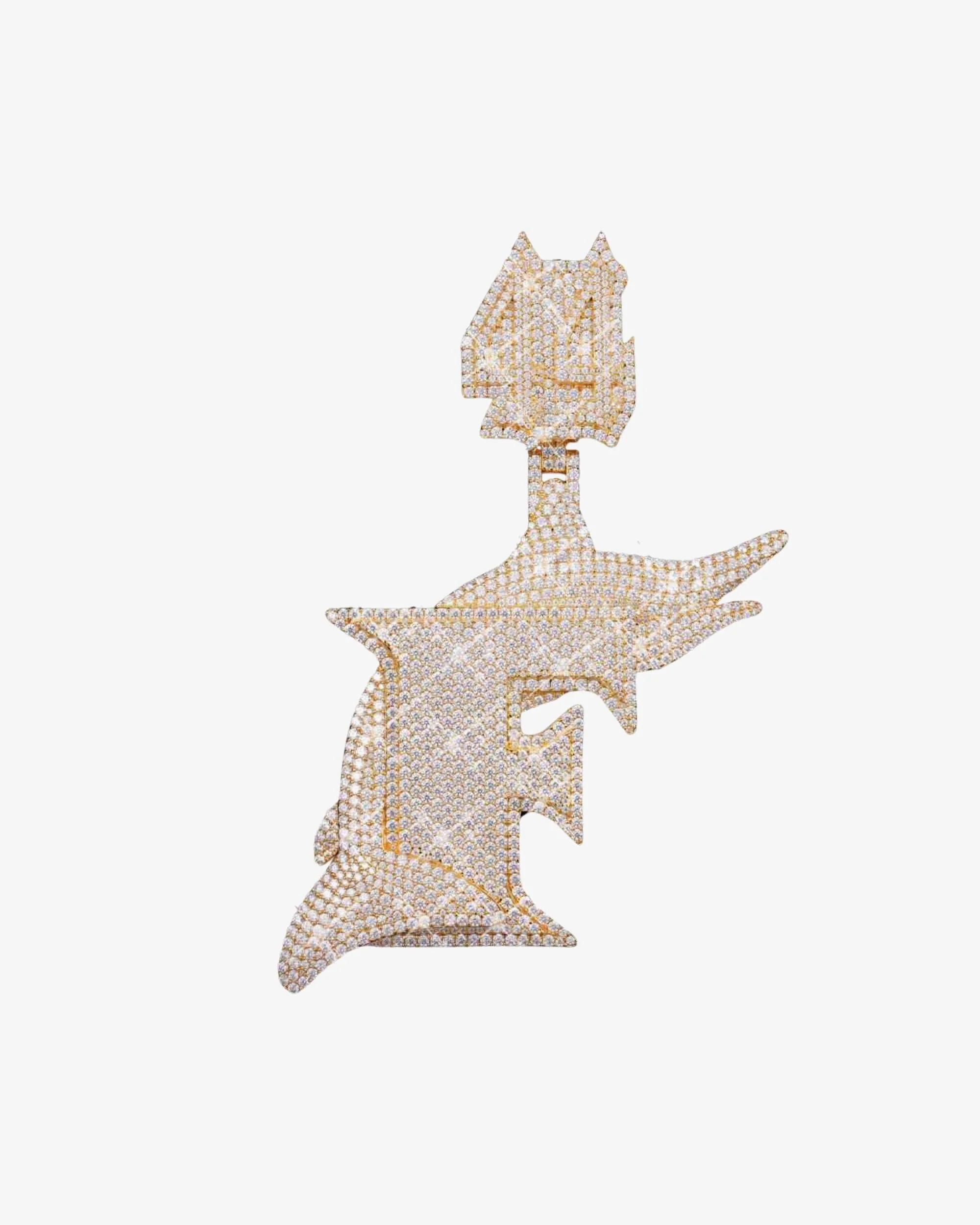 "F" Custom Moissanite Pendant 14K Gold