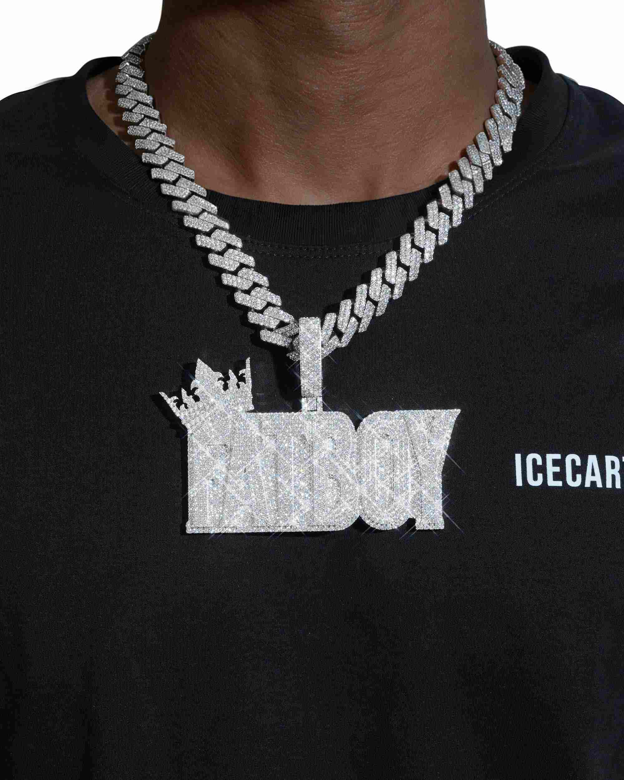 "FATBOY" Custom Moissanite Name Pendant 14K Gold - Image 2