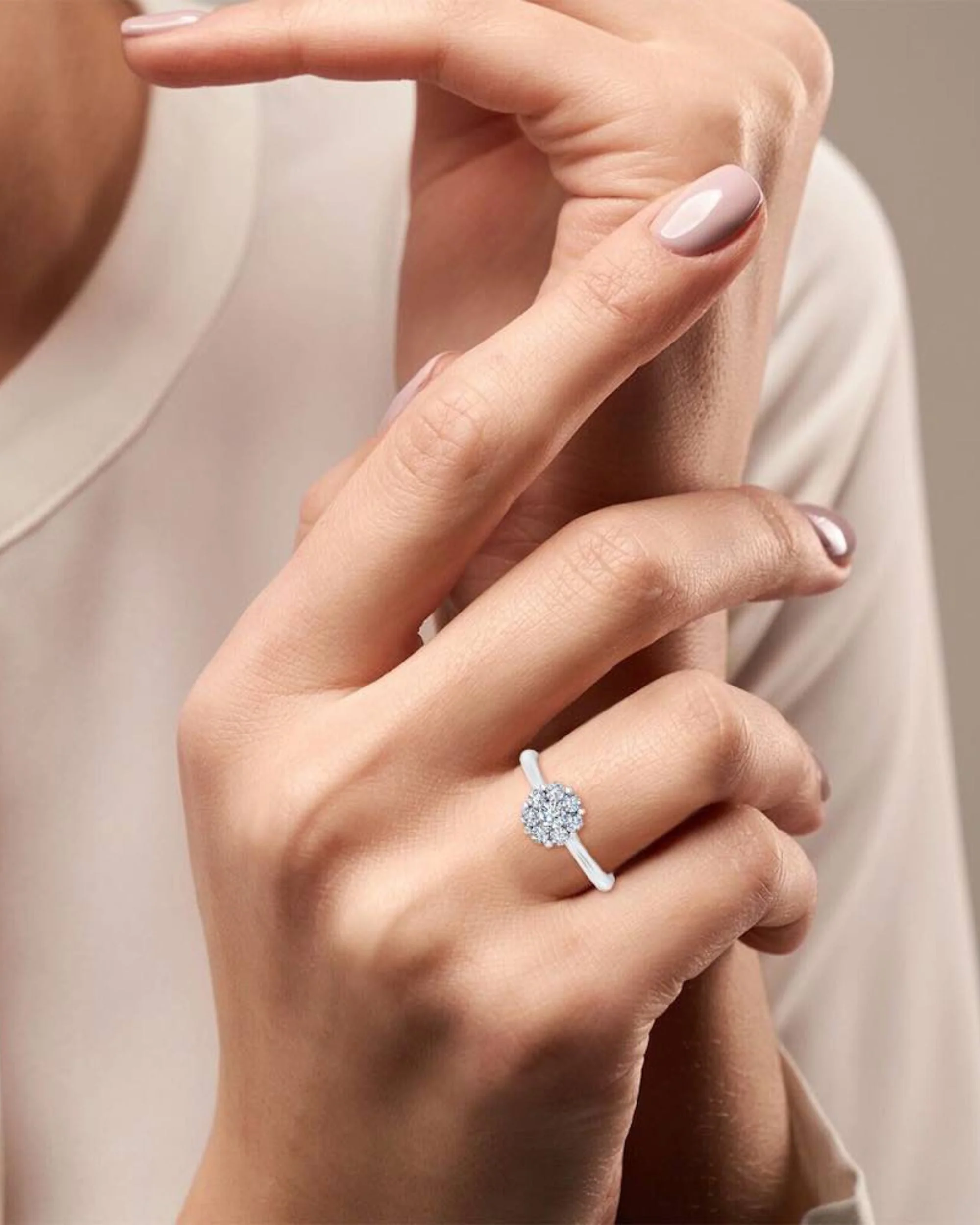 Flower Cluster Moissanite Engagement Ring - Image 7