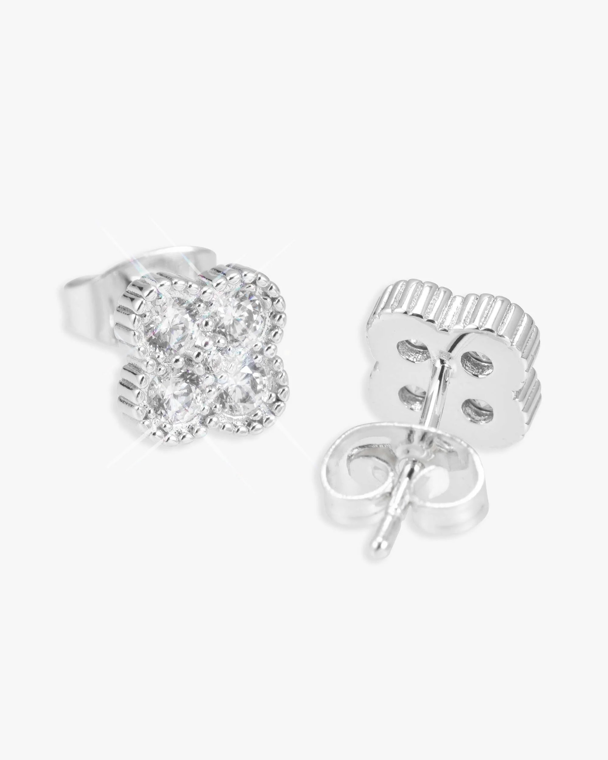Four Leaf Moissanite Pointer Earrings 14K Gold