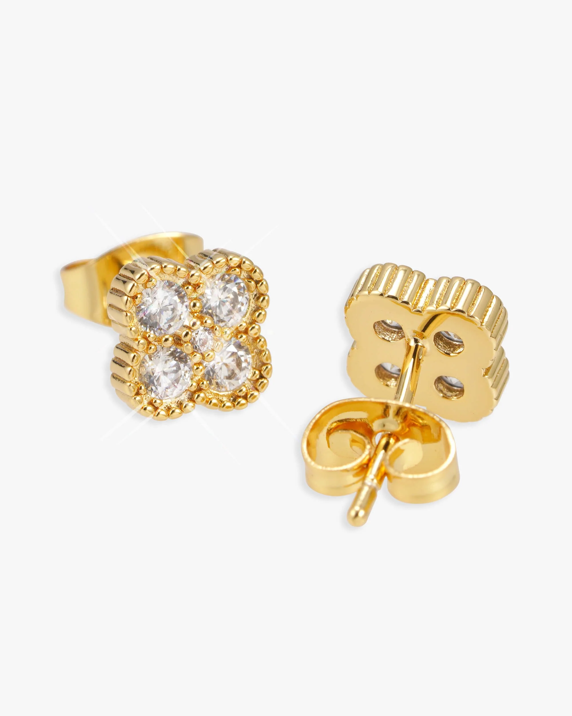 Four Leaf Moissanite Pointer Earrings 14K Gold - Image 2