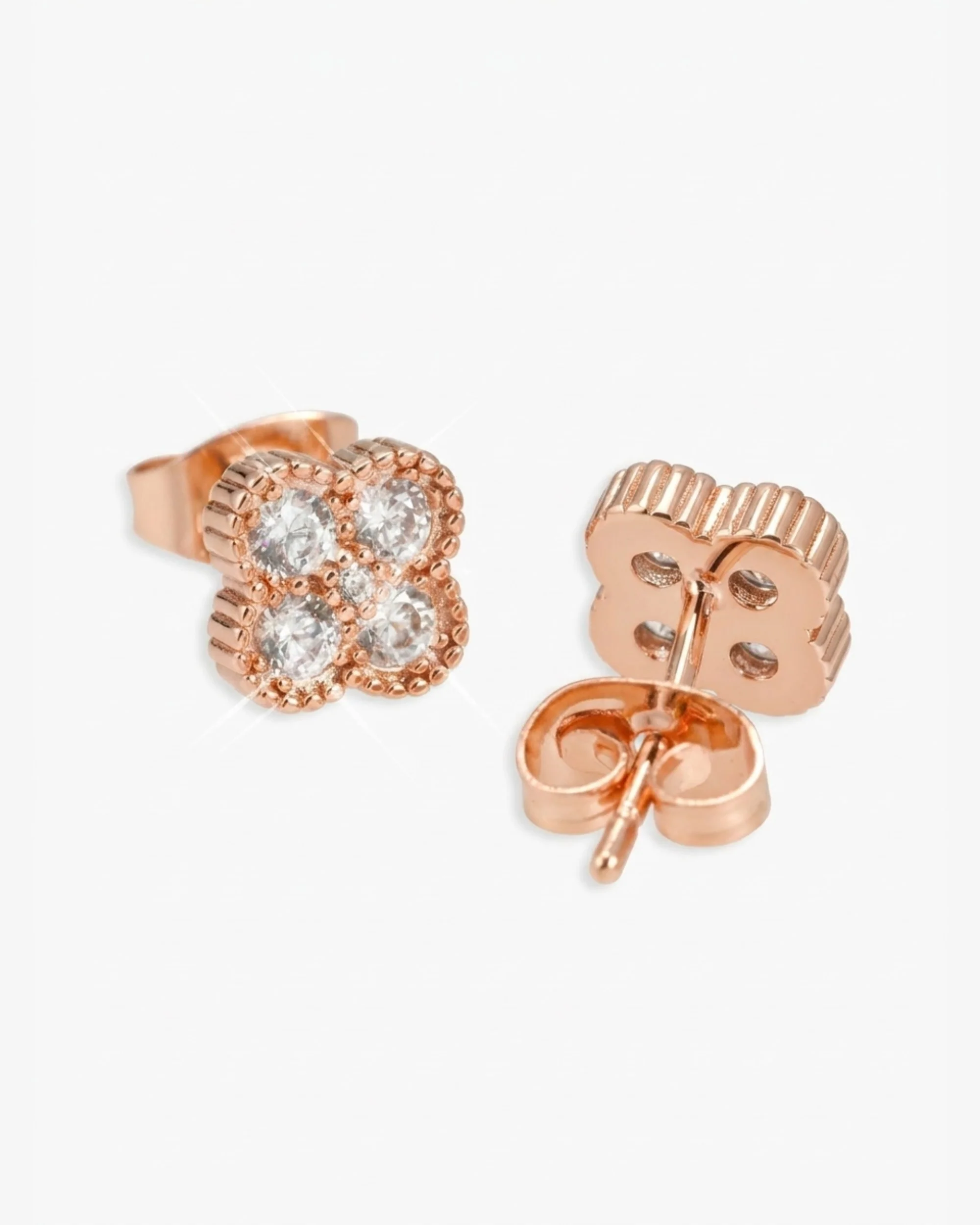 Four Leaf Moissanite Pointer Earrings 14K Gold - Image 3
