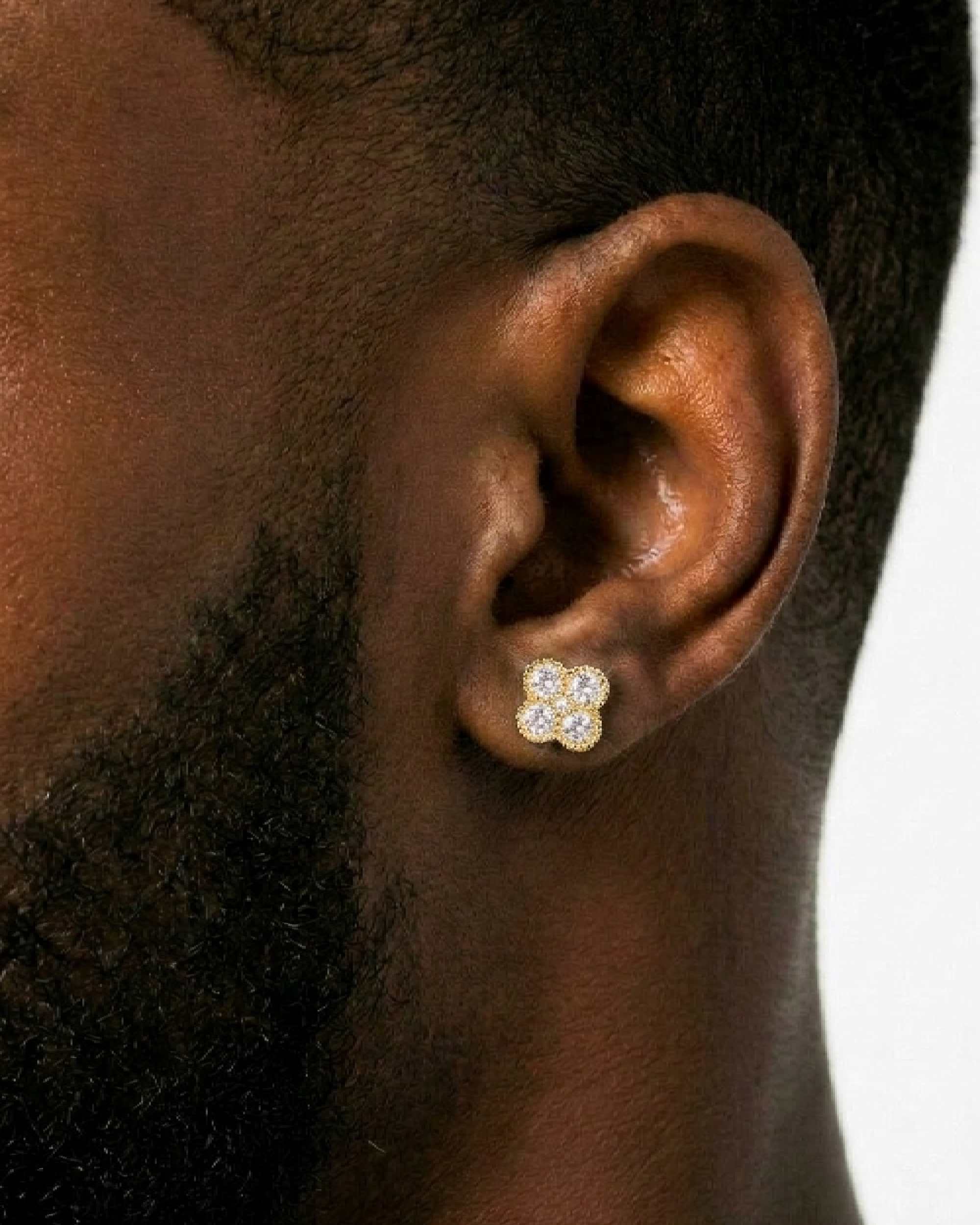 Four Leaf Moissanite Pointer Earrings 14K Gold - Image 5