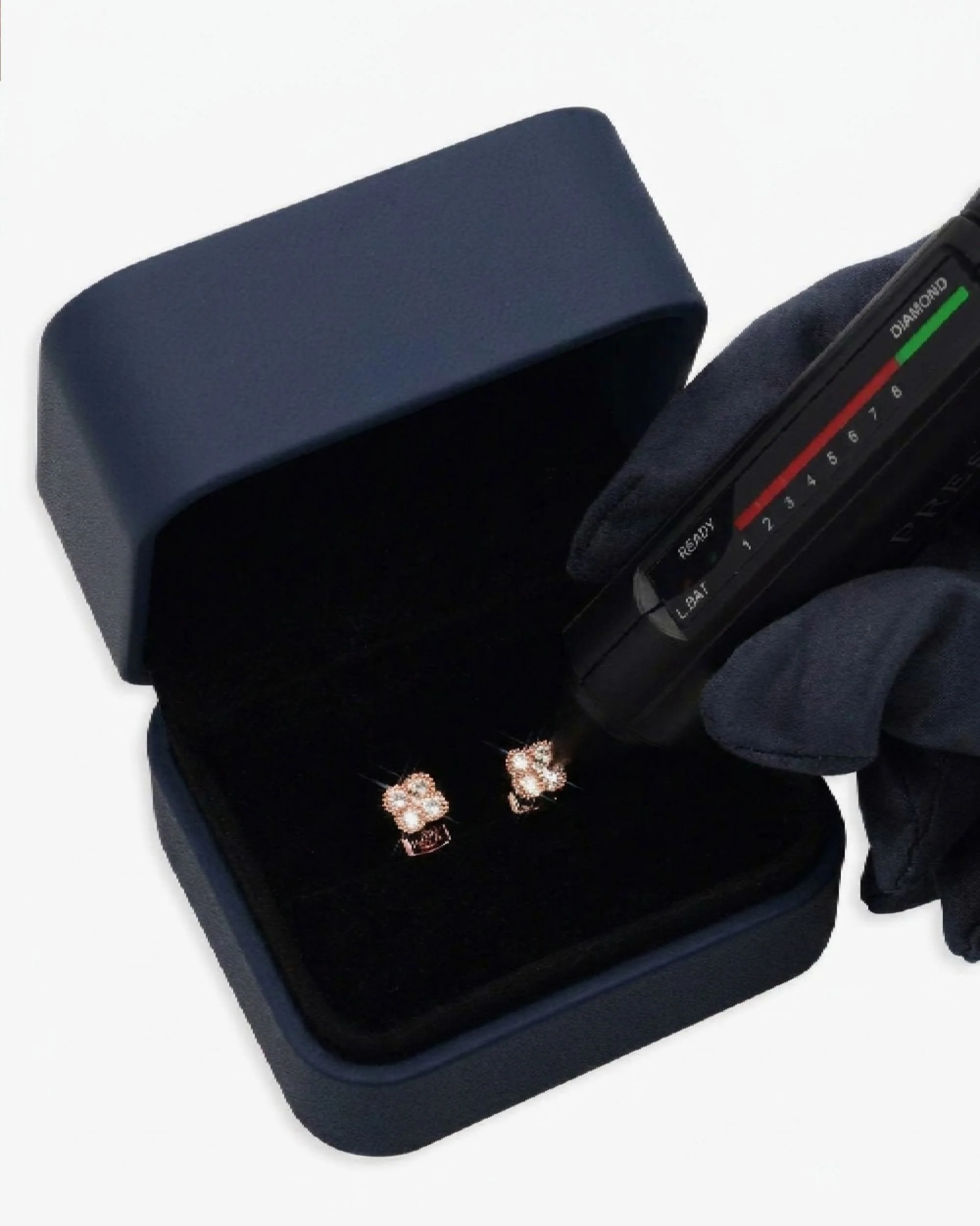Four Leaf Moissanite Pointer Earrings 14K Gold - Image 9