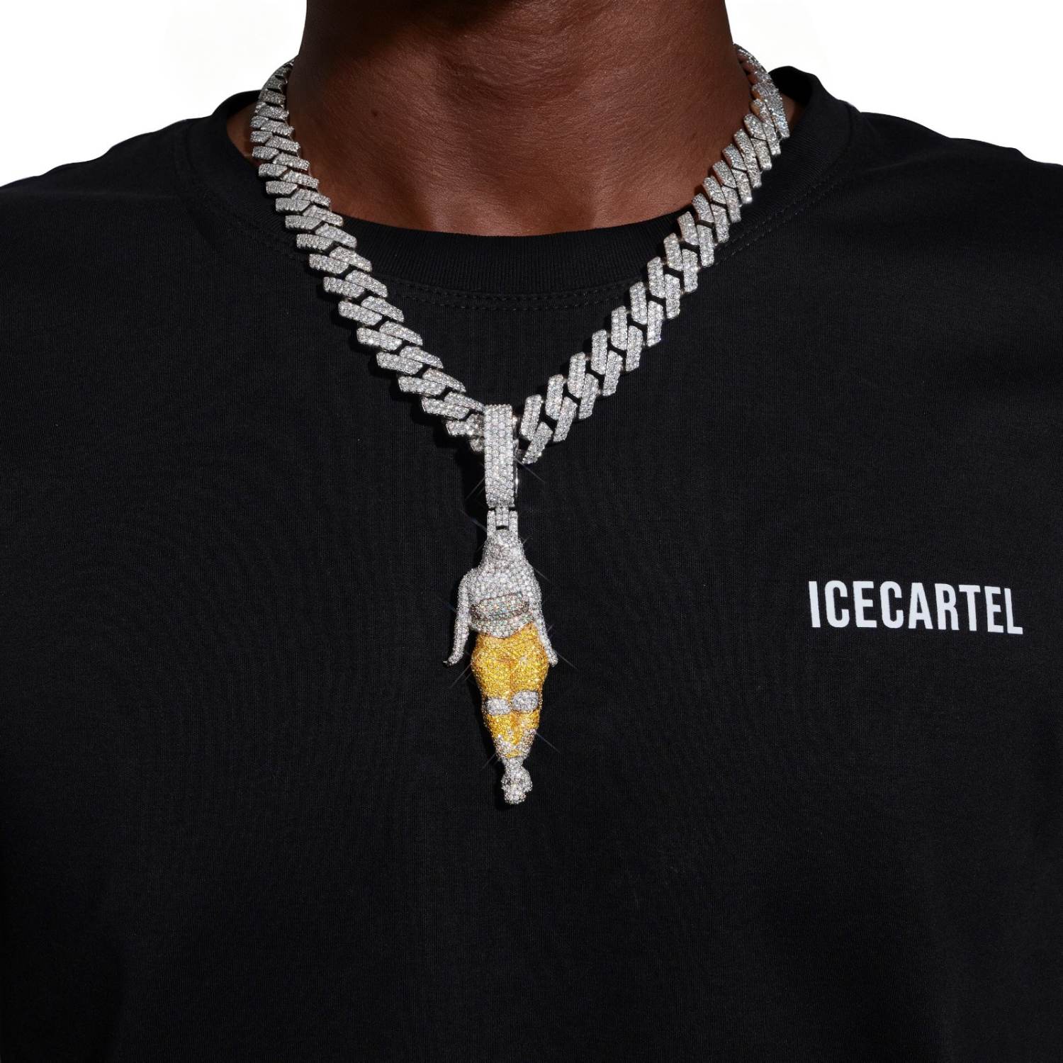 "GODDESS" Custom Moissanite Logo Pendant 14K Gold - Image 2