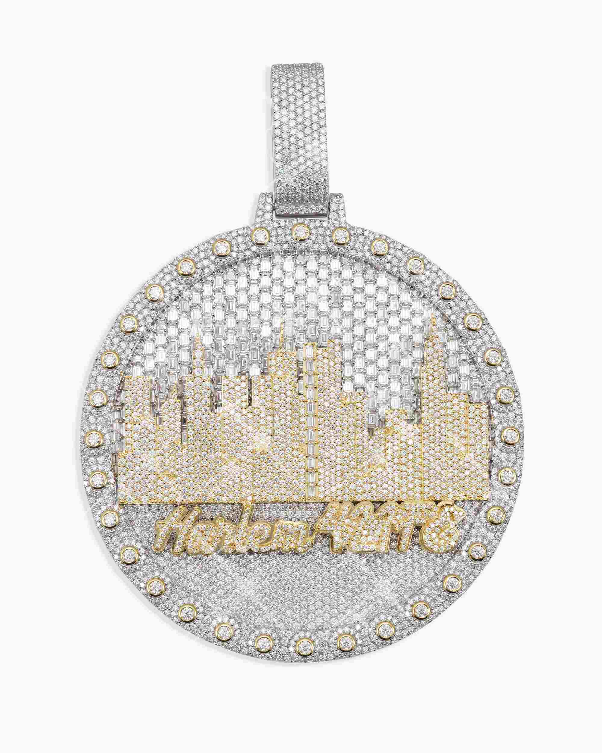 "Harlem" Custom Circle Pendant 14K Gold