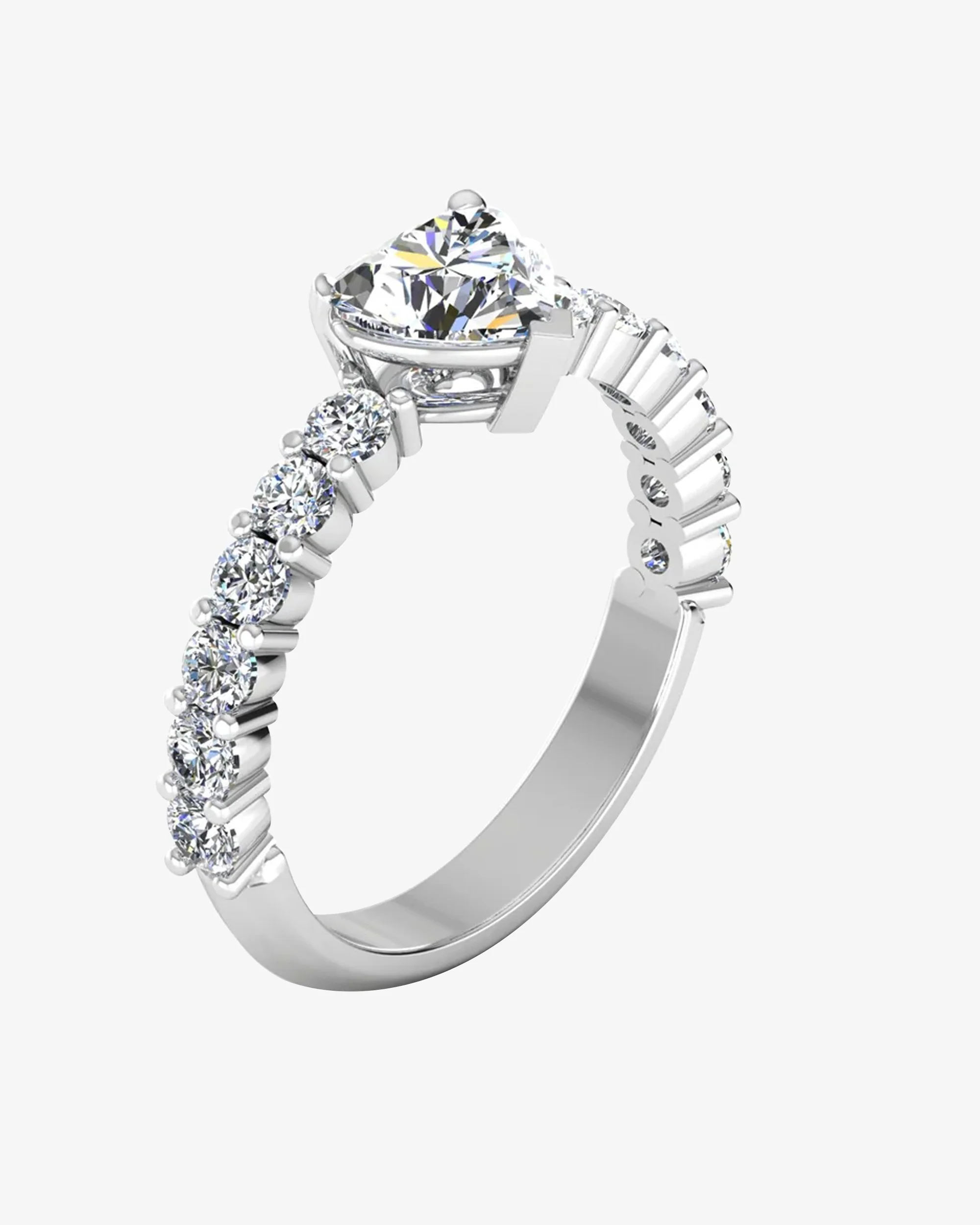 Heart Cut Prong Set Moissanite Engagement Ring - Image 3
