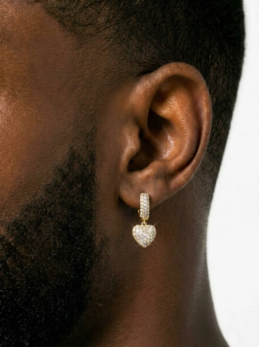 Heart Shaped Moissanite Drop Earrings 14K Gold - Image 4