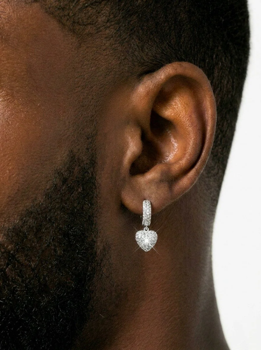 Heart Shaped Moissanite Drop Earrings 14K Gold - Image 7