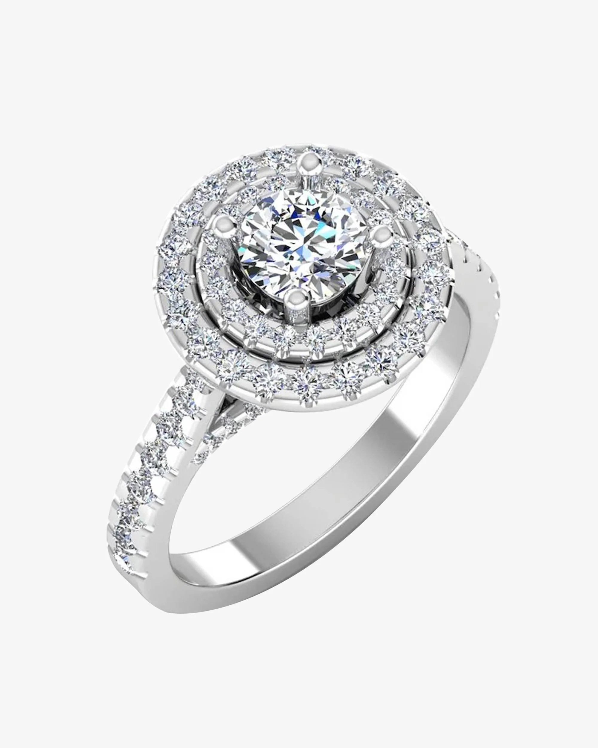 Hidden Halo Cathedral Brilliant Cut Moissanite Engagement Ring