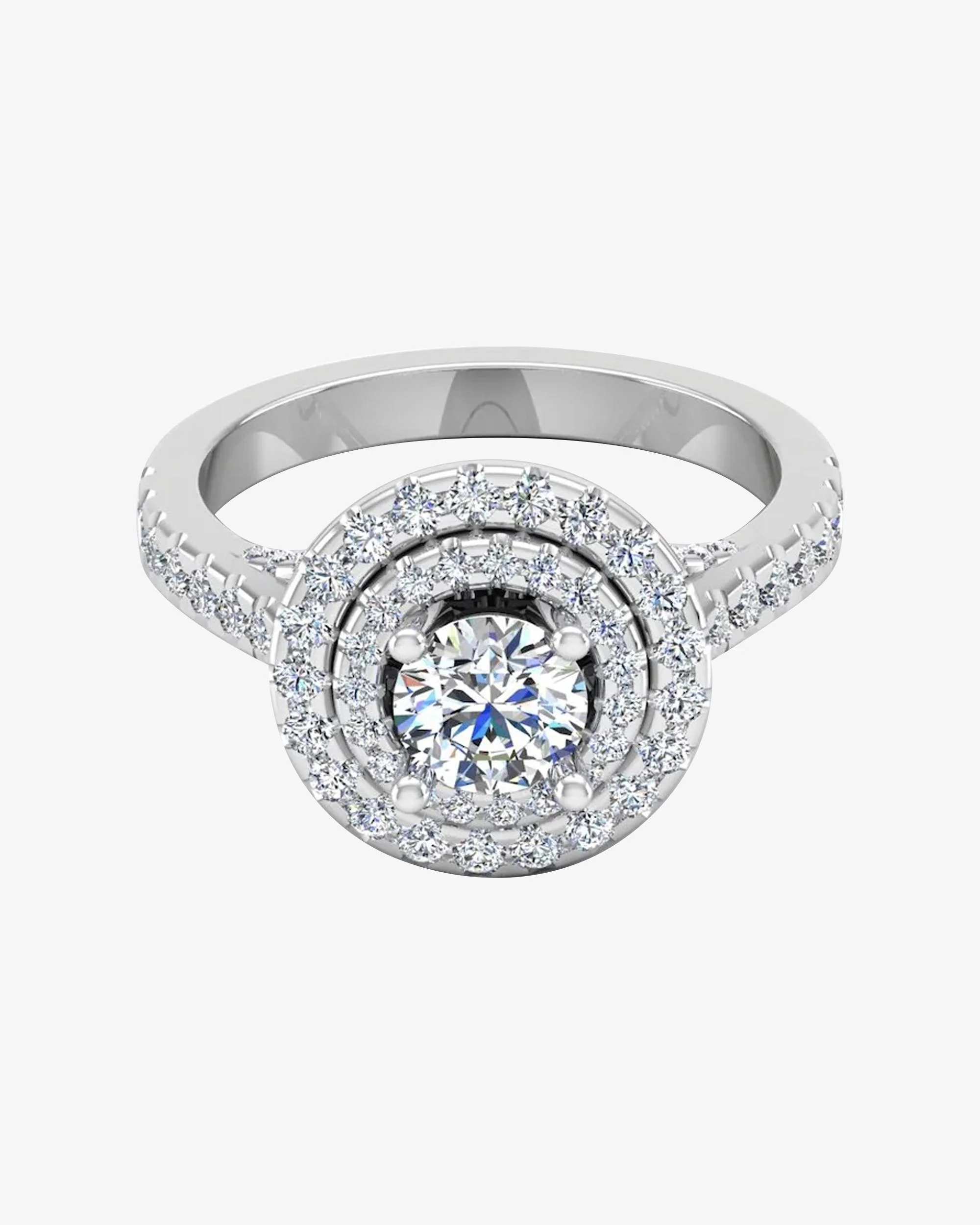 Hidden Halo Cathedral Brilliant Cut Moissanite Engagement Ring - Image 2