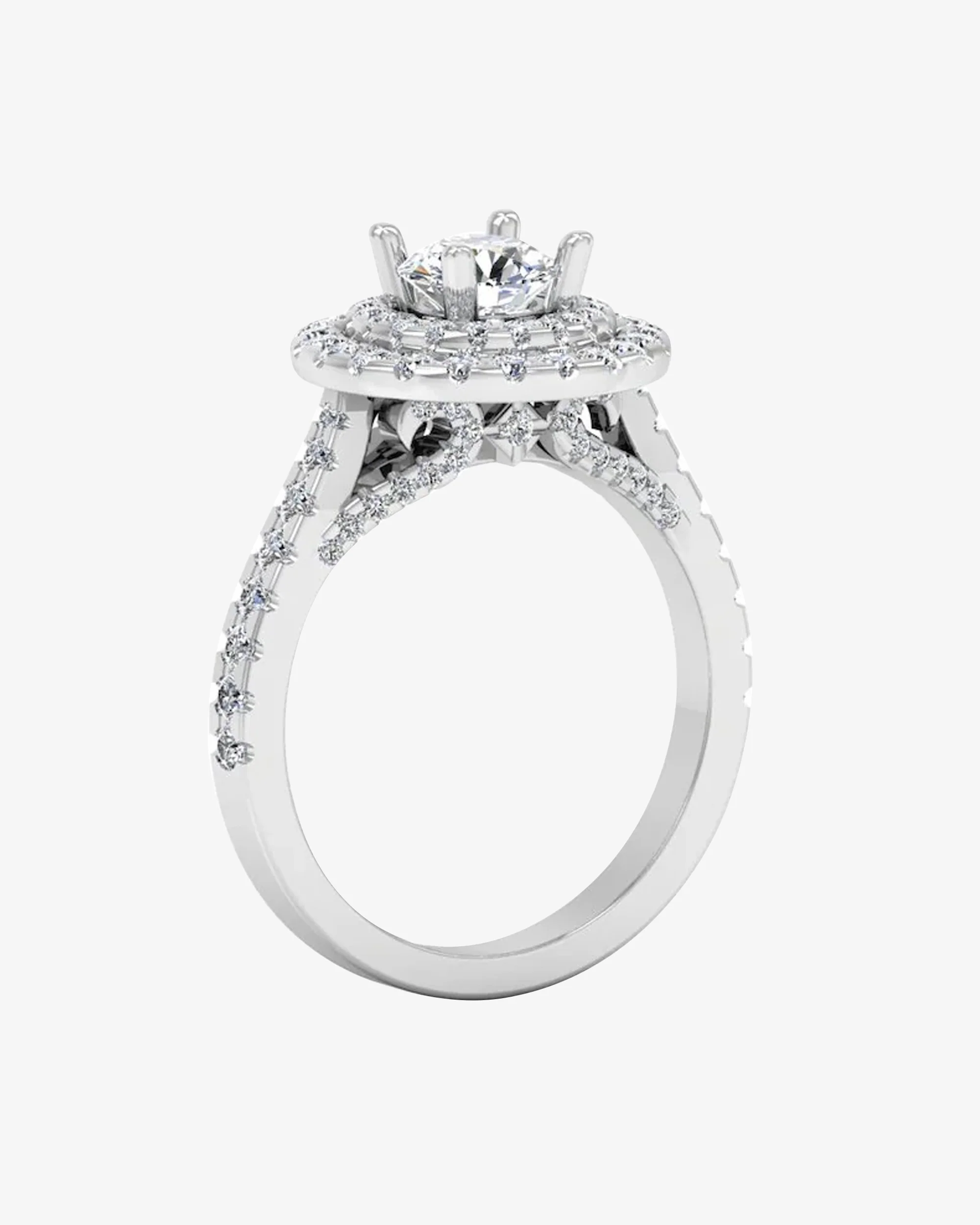 Hidden Halo Cathedral Brilliant Cut Moissanite Engagement Ring - Image 3
