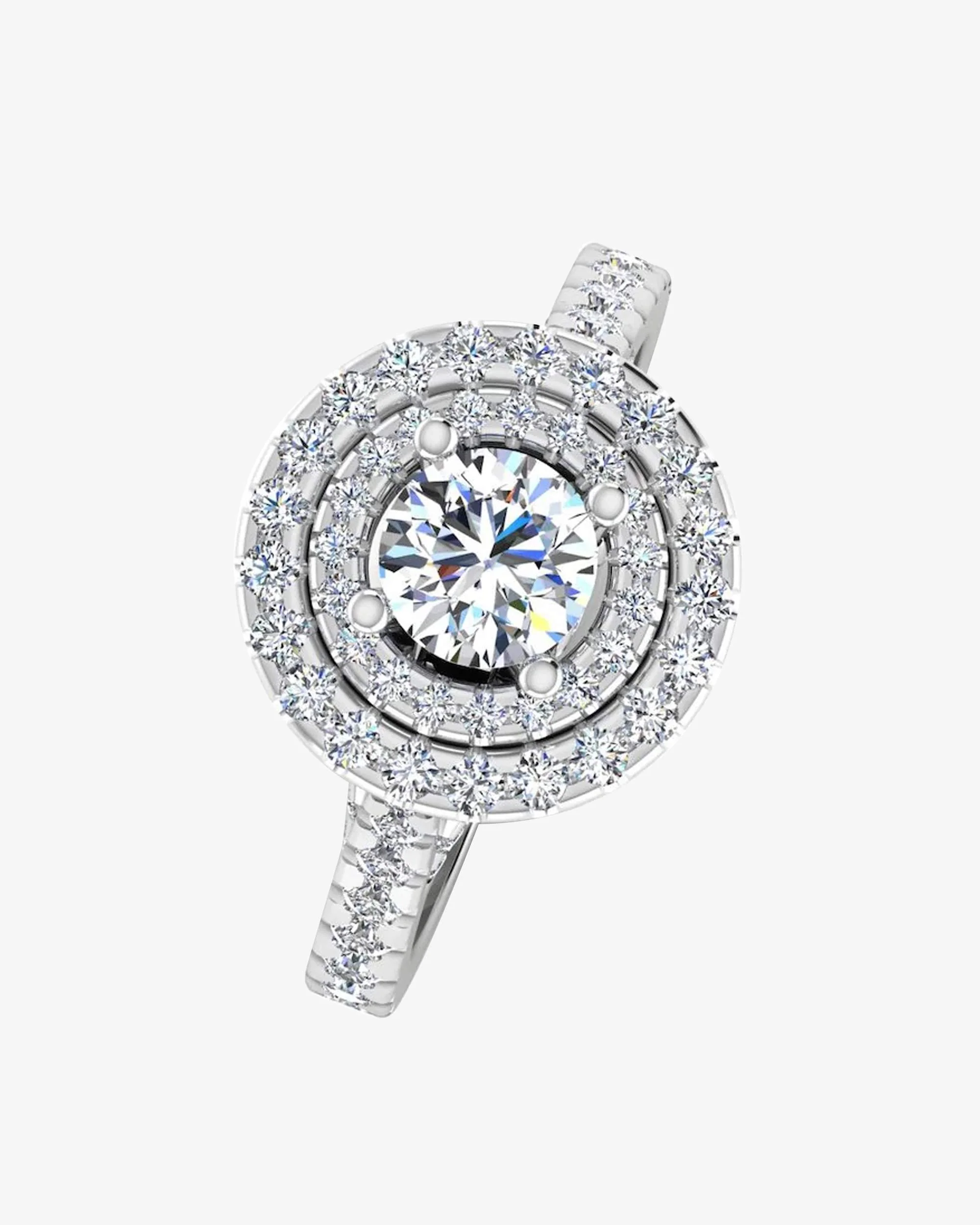 Hidden Halo Cathedral Brilliant Cut Moissanite Engagement Ring - Image 4