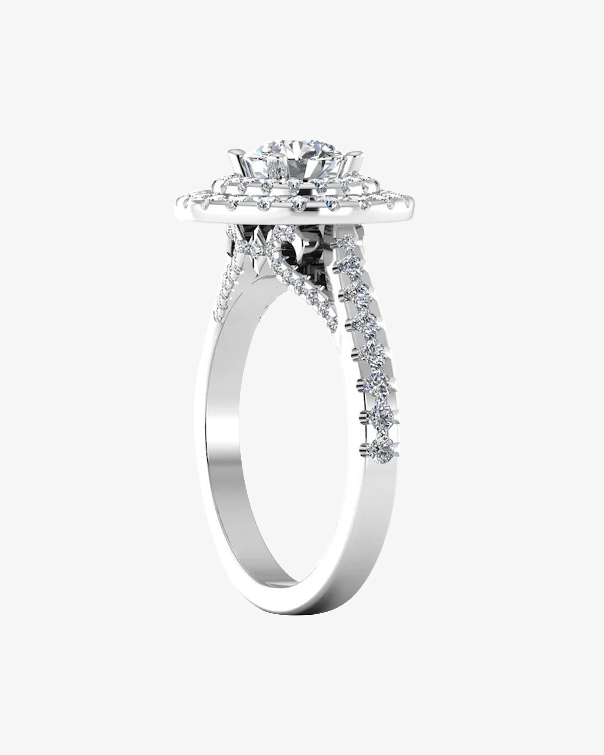 Hidden Halo Cathedral Brilliant Cut Moissanite Engagement Ring - Image 5