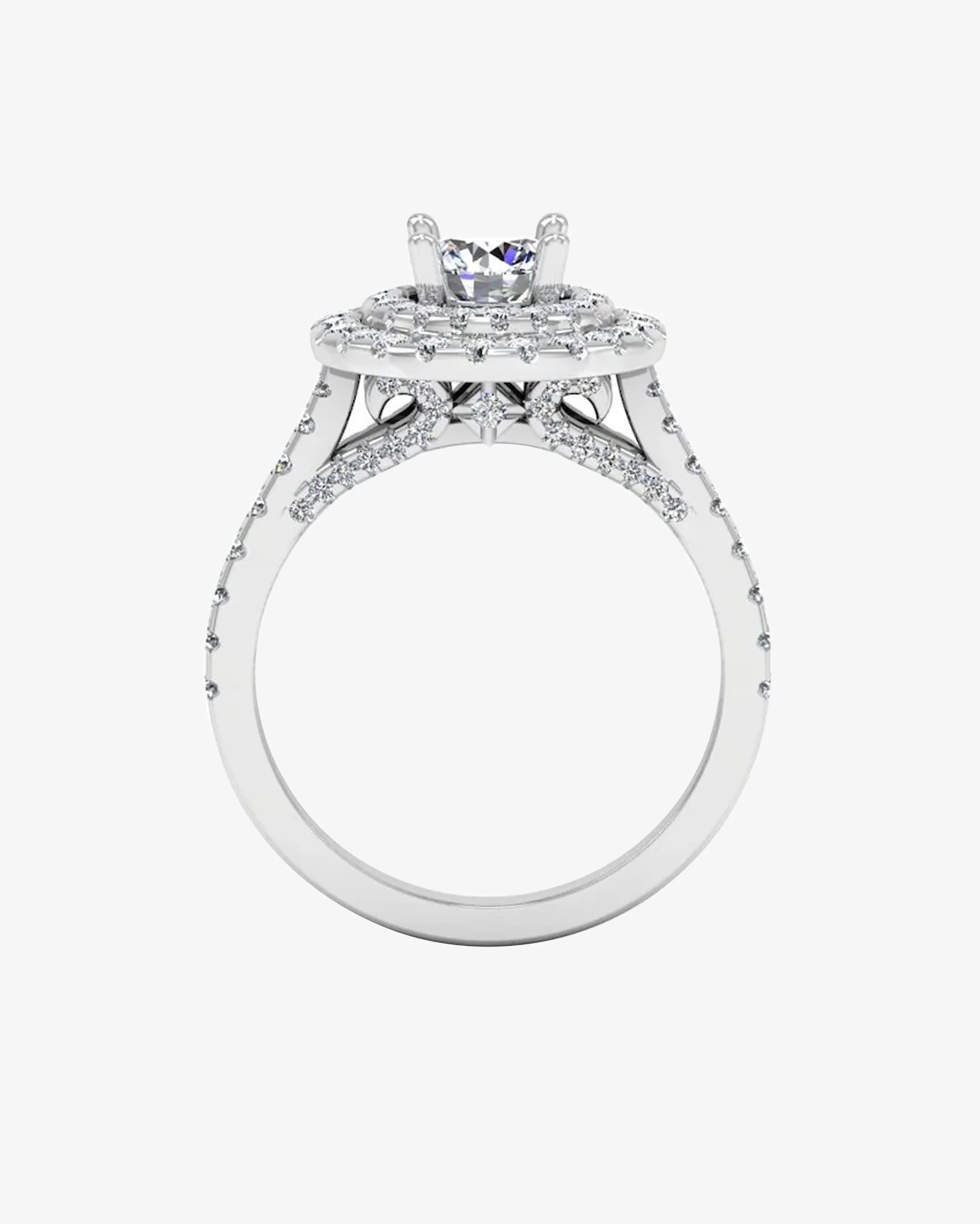 Hidden Halo Cathedral Brilliant Cut Moissanite Engagement Ring - Image 6