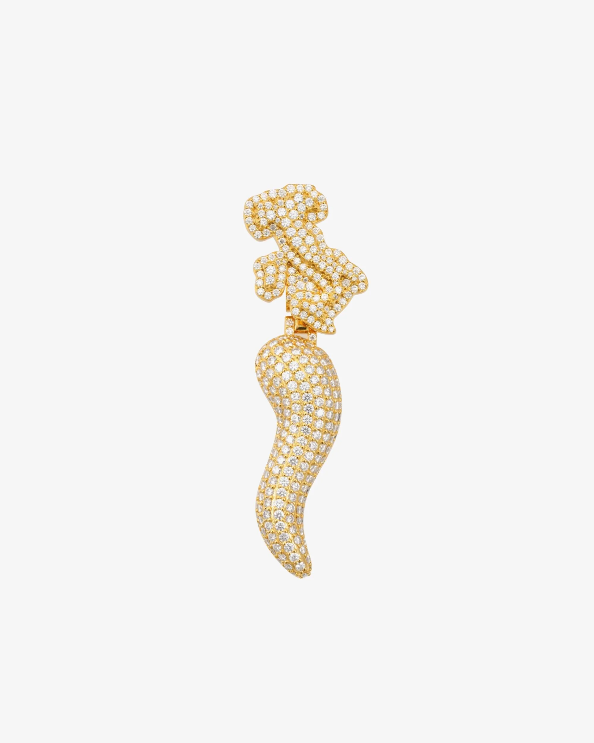 "Horn of Chaos" Custom Moissanite Logo Pendant 14K Gold