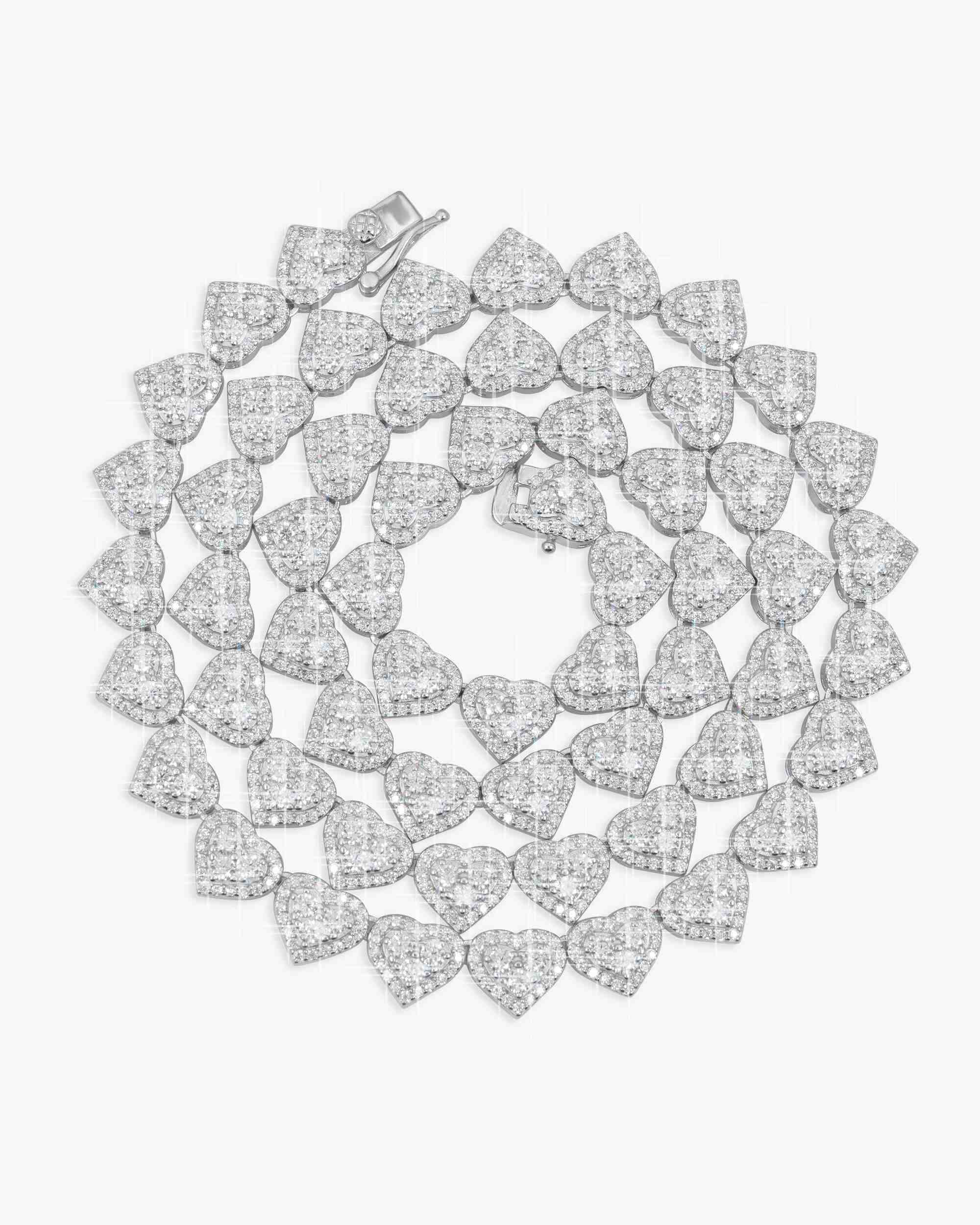 8.5MM Iced Out Cluster Heart Chain 14K Gold - Image 5