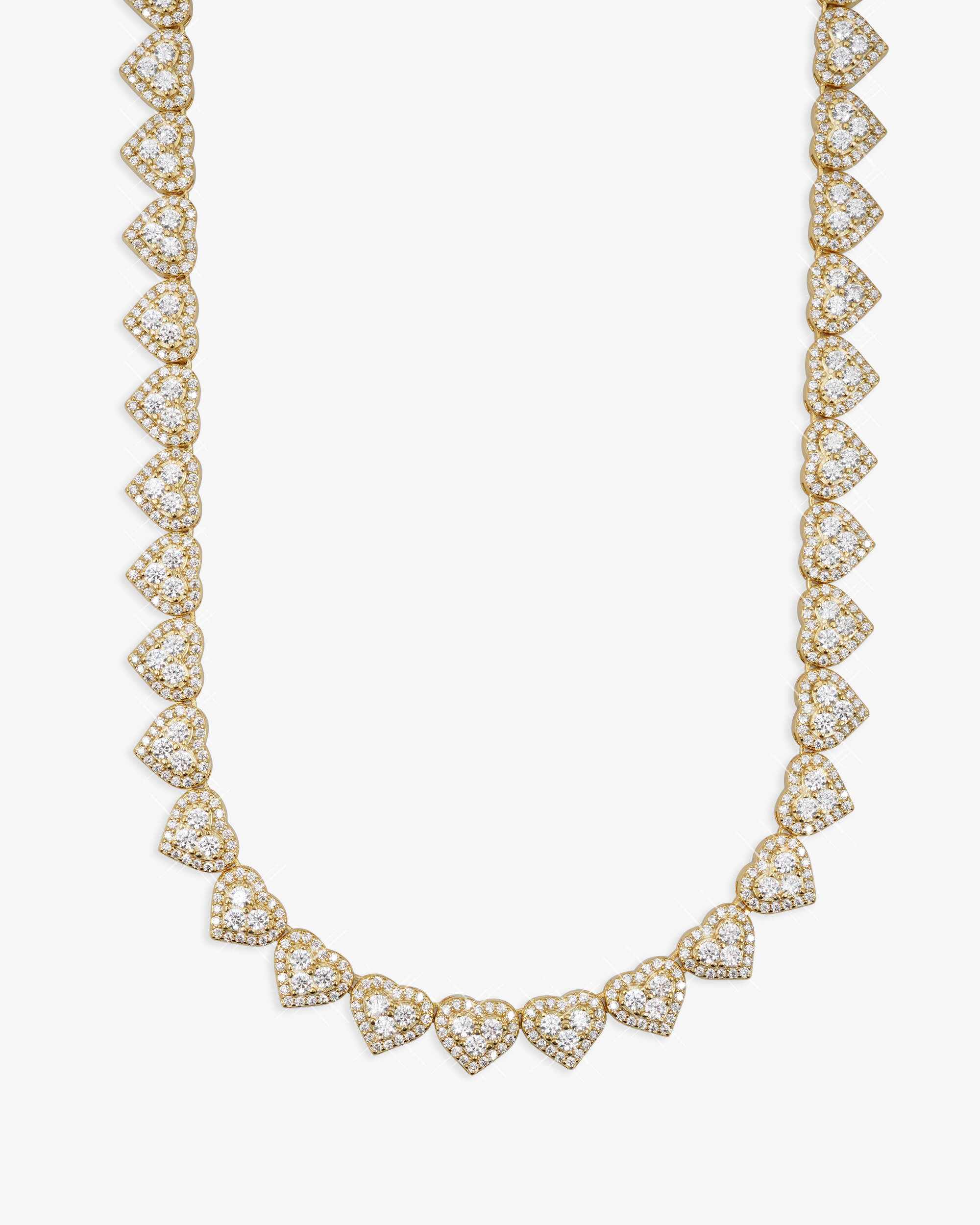 8.5MM Iced Out Cluster Heart Chain 14K Gold - Image 7
