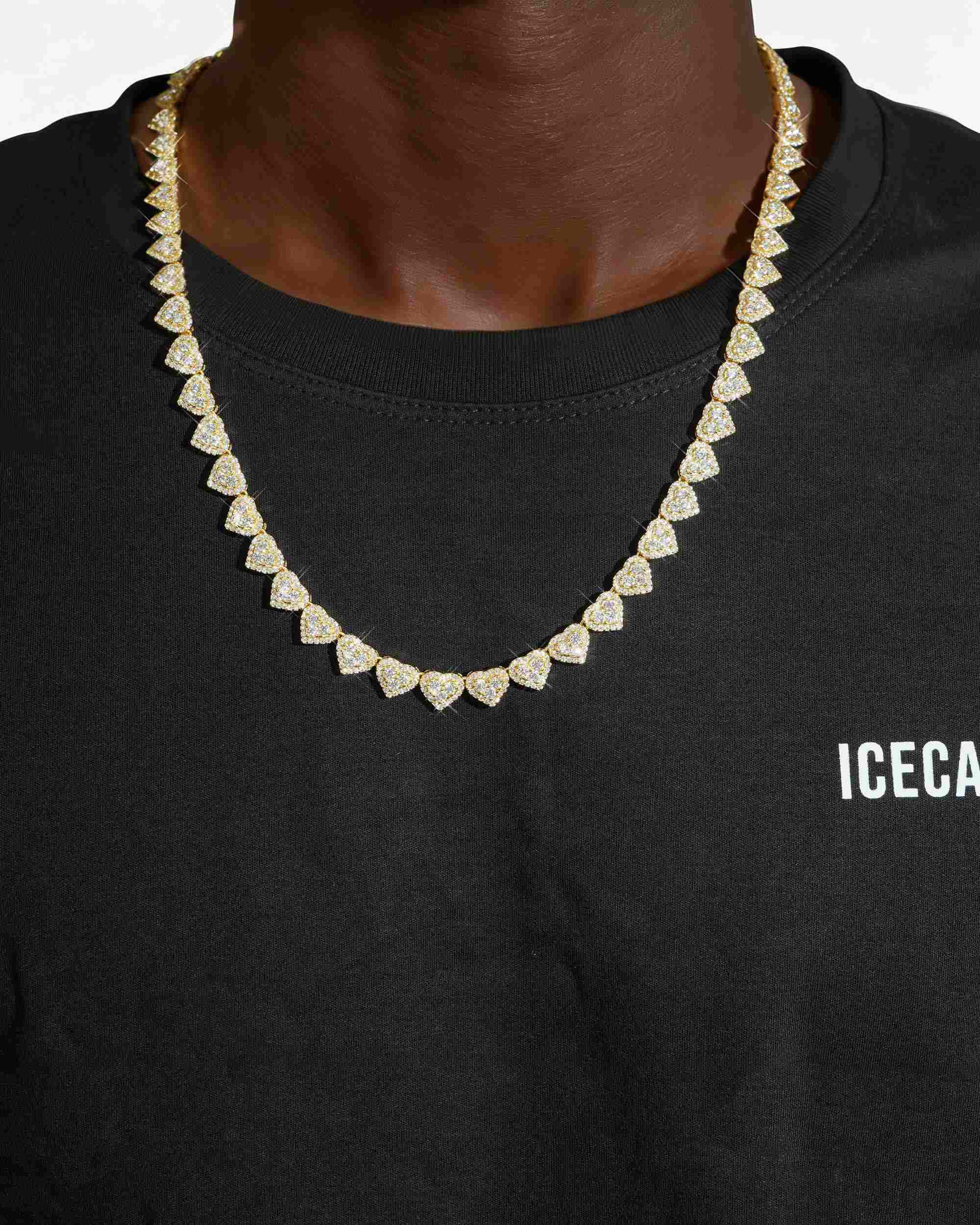 8.5MM Iced Out Cluster Heart Chain 14K Gold - Image 8