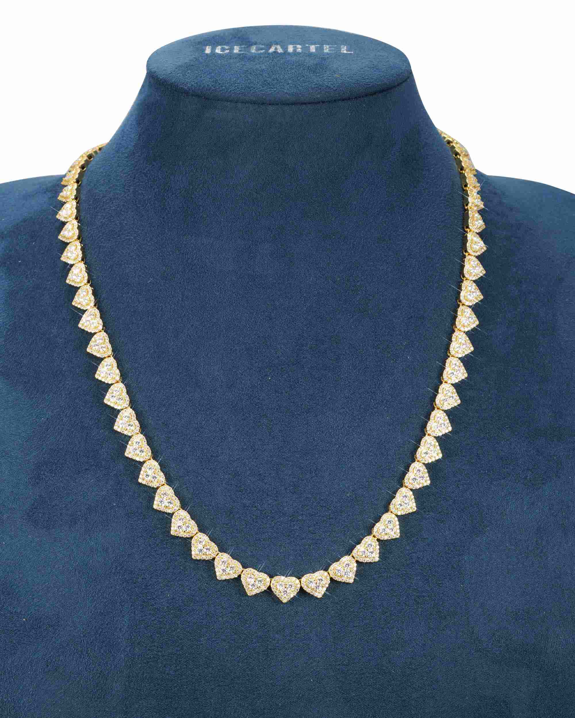 8.5MM Iced Out Cluster Heart Chain 14K Gold - Image 9