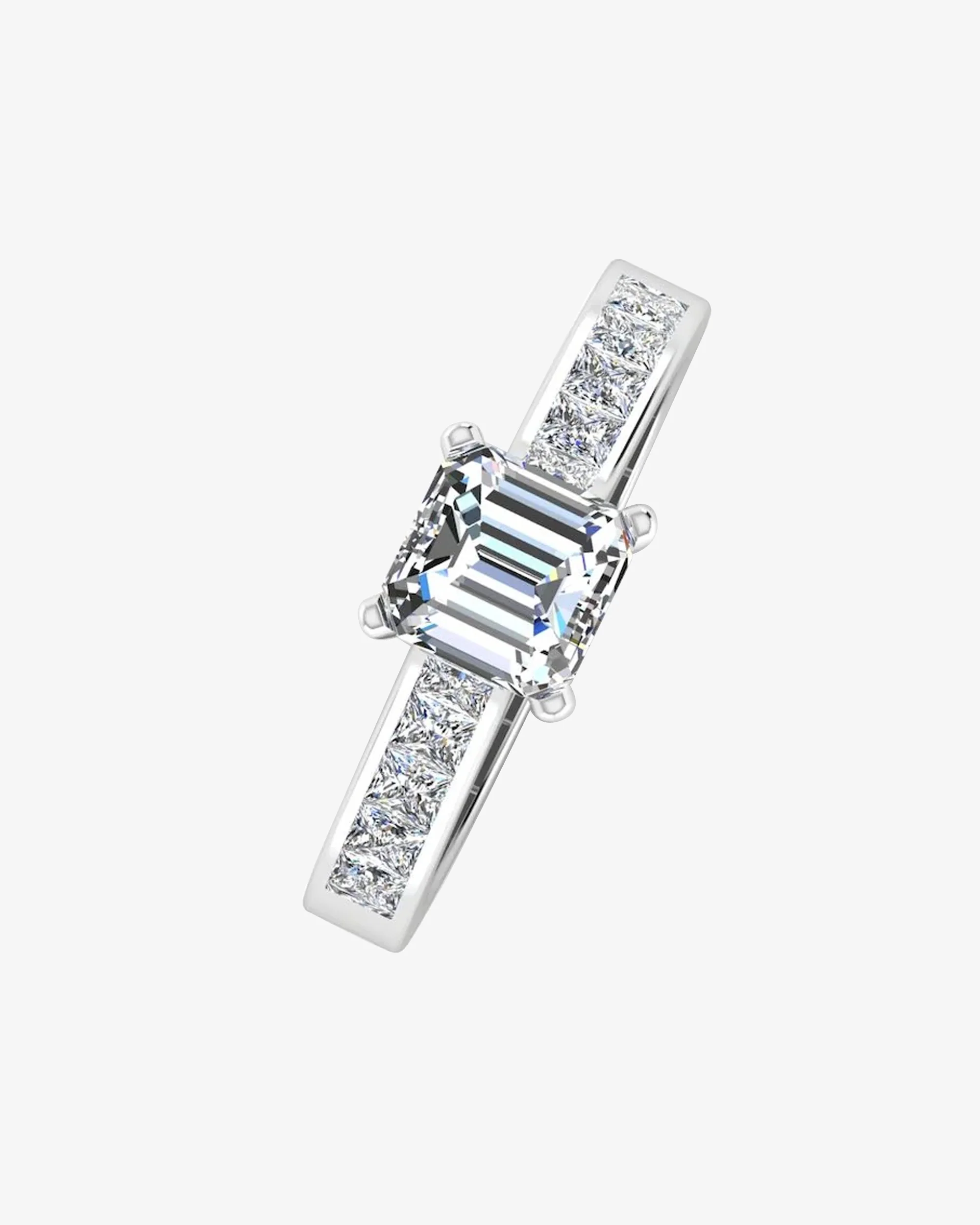 Invisible Set Asscher Cut Moissanite Engagement Ring - Image 4