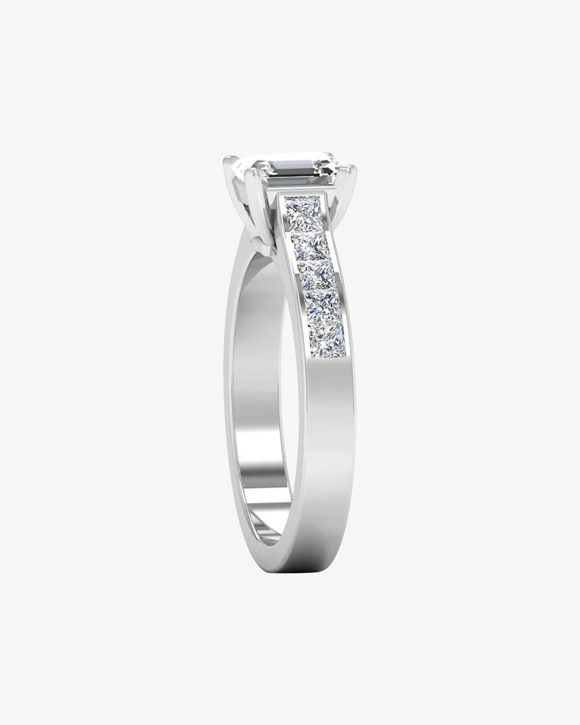 Invisible Set Asscher Cut Moissanite Engagement Ring - Image 5