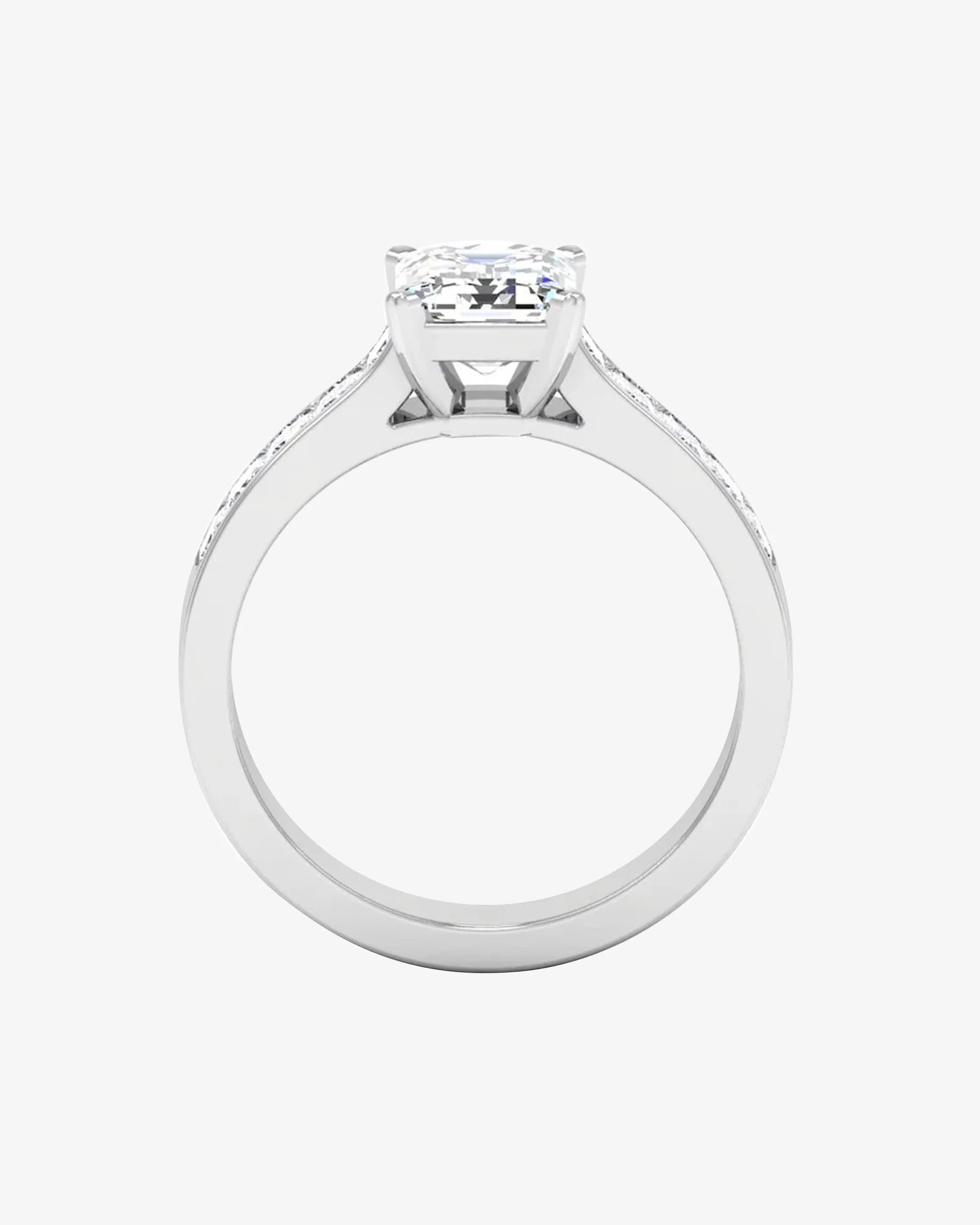 Invisible Set Asscher Cut Moissanite Engagement Ring - Image 6