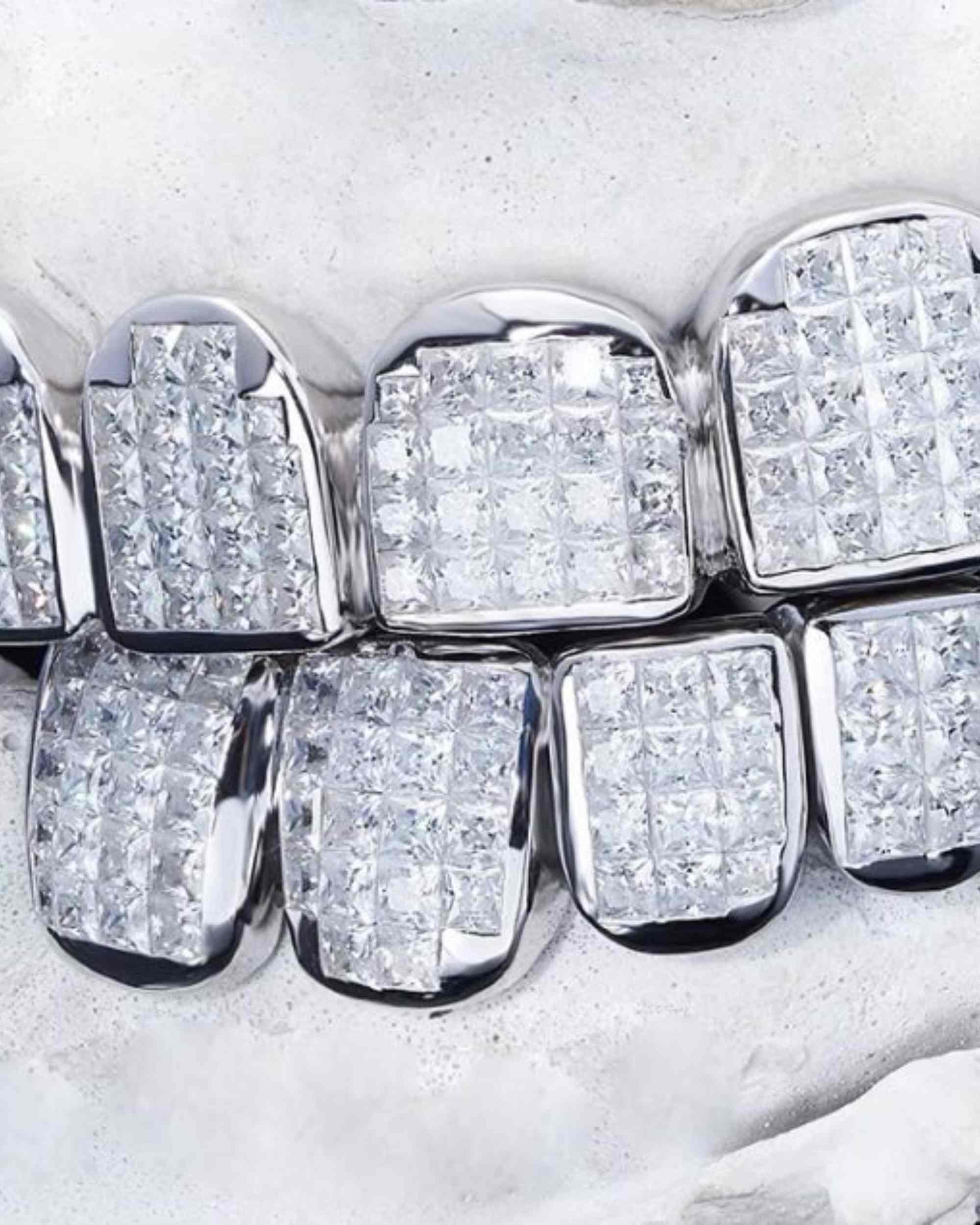 Invisible Set Princess Cut Moissanite Diamond Grillz - Image 3