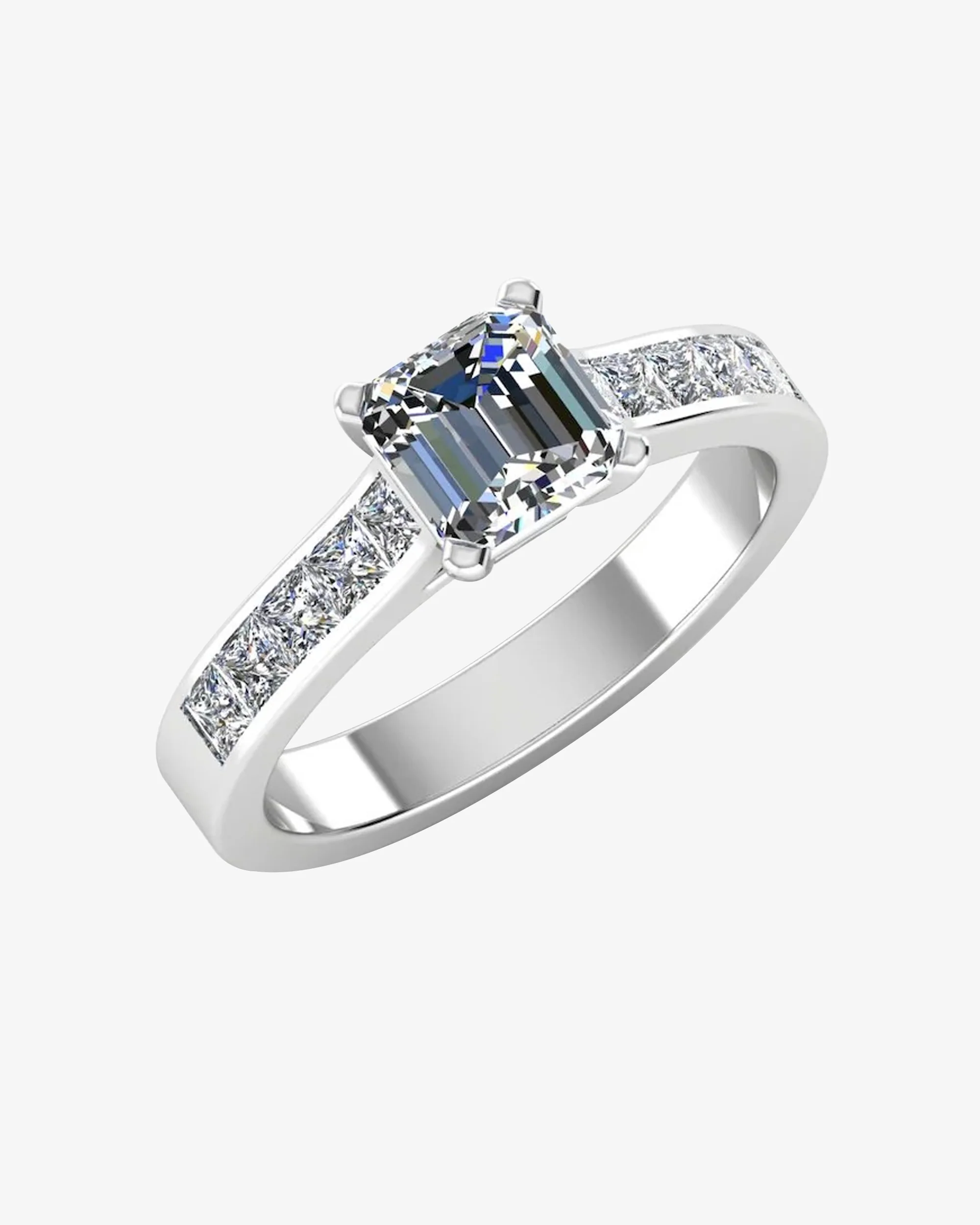 Invisible Set Radiant Cut Moissanite Engagement Ring