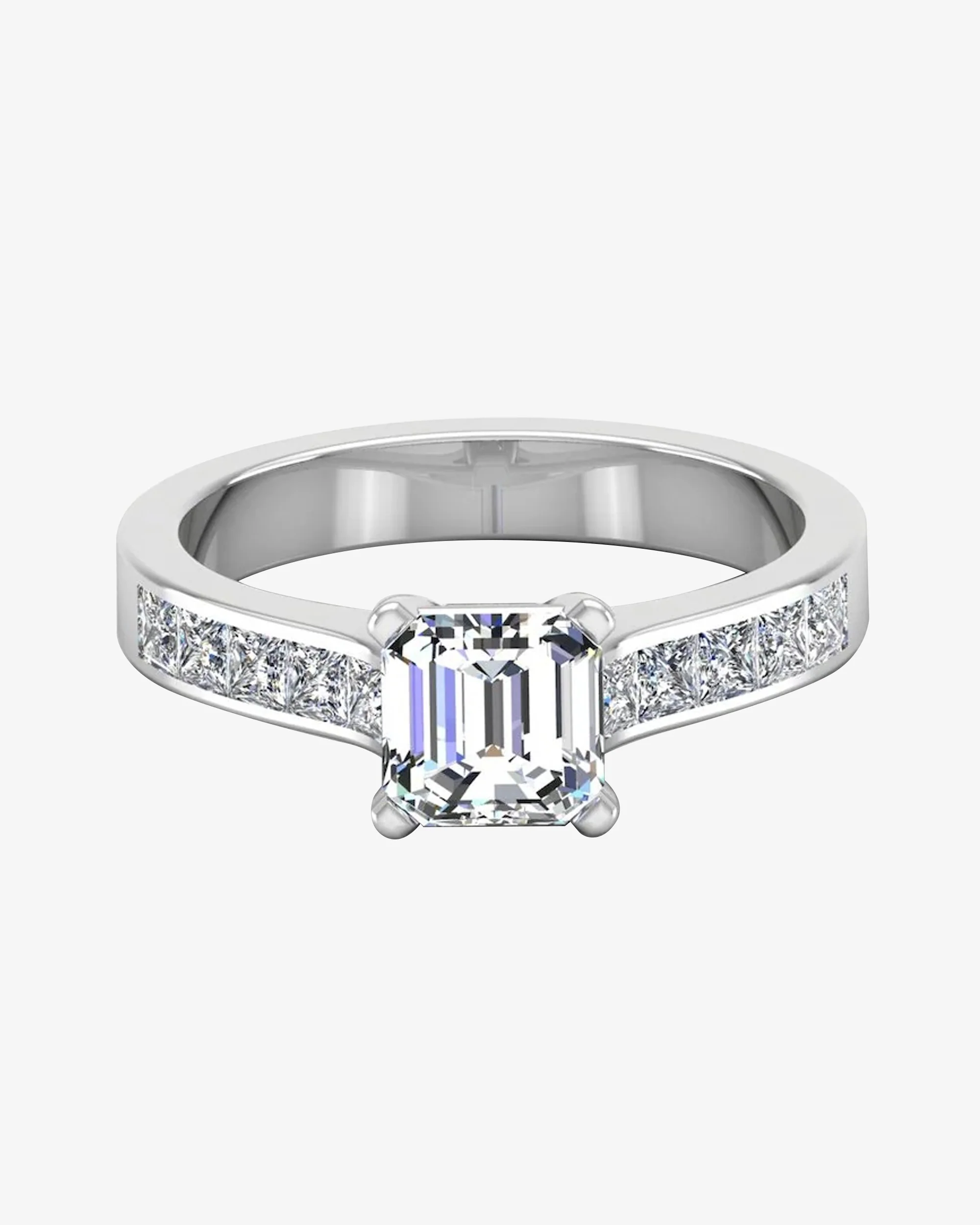 Invisible Set Radiant Cut Moissanite Engagement Ring - Image 2