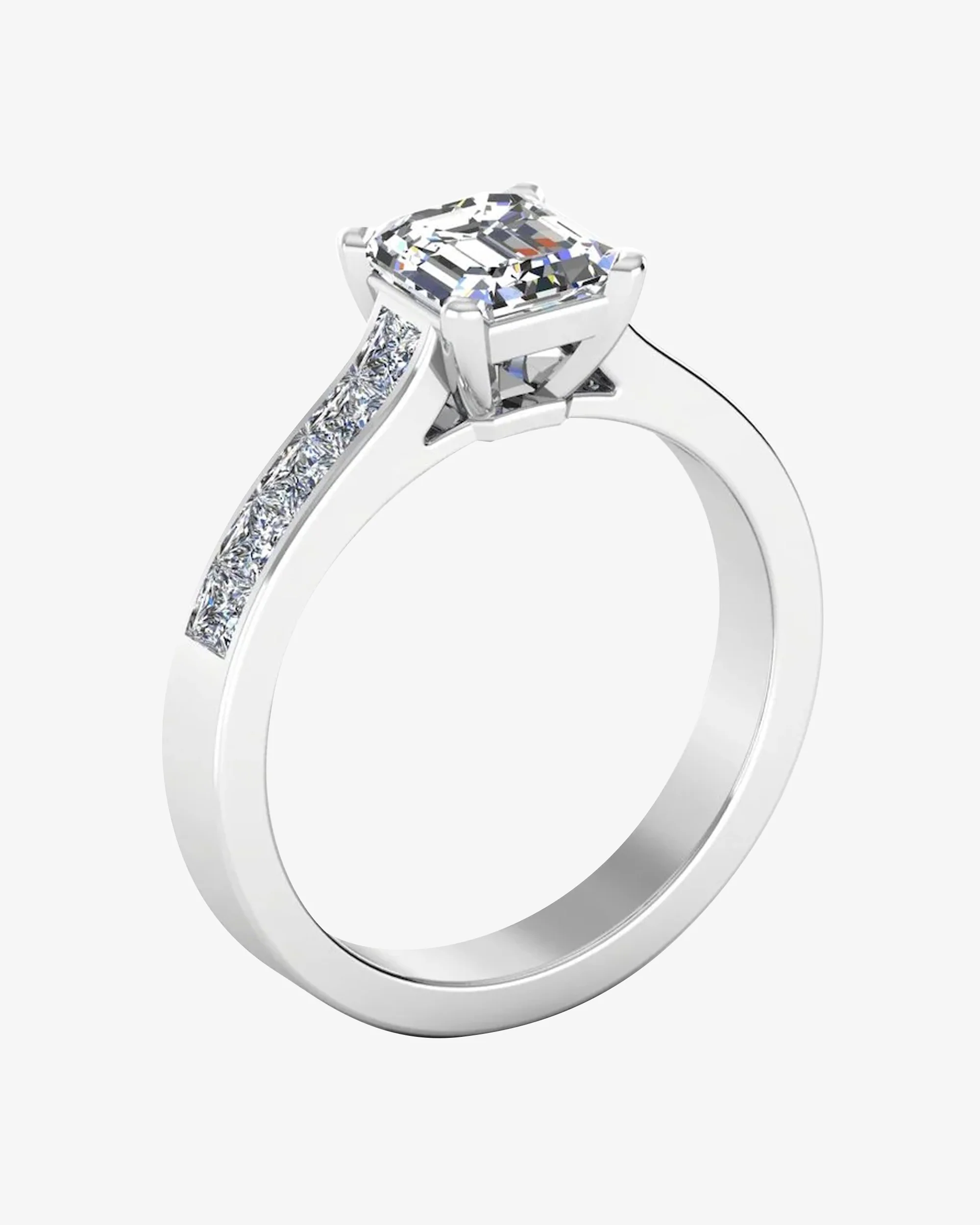 Invisible Set Radiant Cut Moissanite Engagement Ring - Image 3