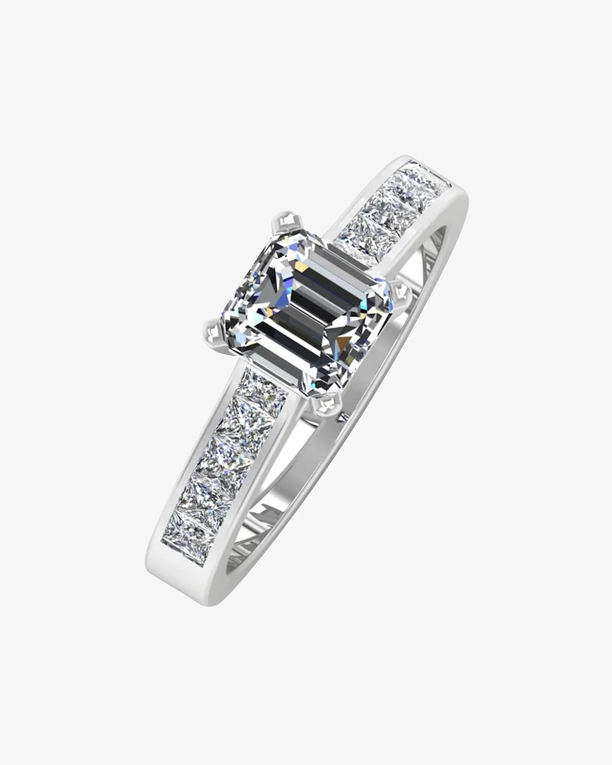 Invisible Set Radiant Cut Moissanite Engagement Ring - Image 4