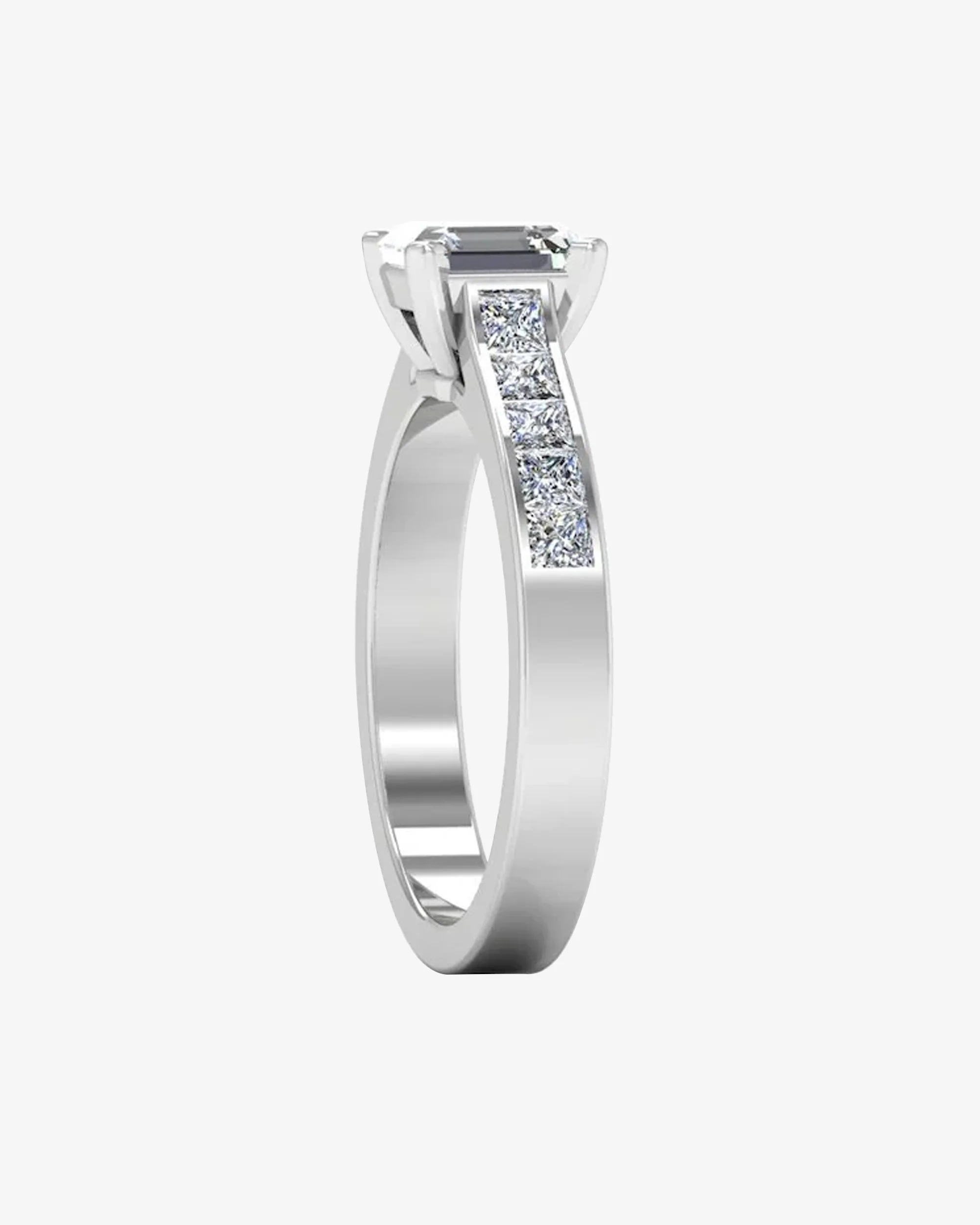 Invisible Set Radiant Cut Moissanite Engagement Ring - Image 5