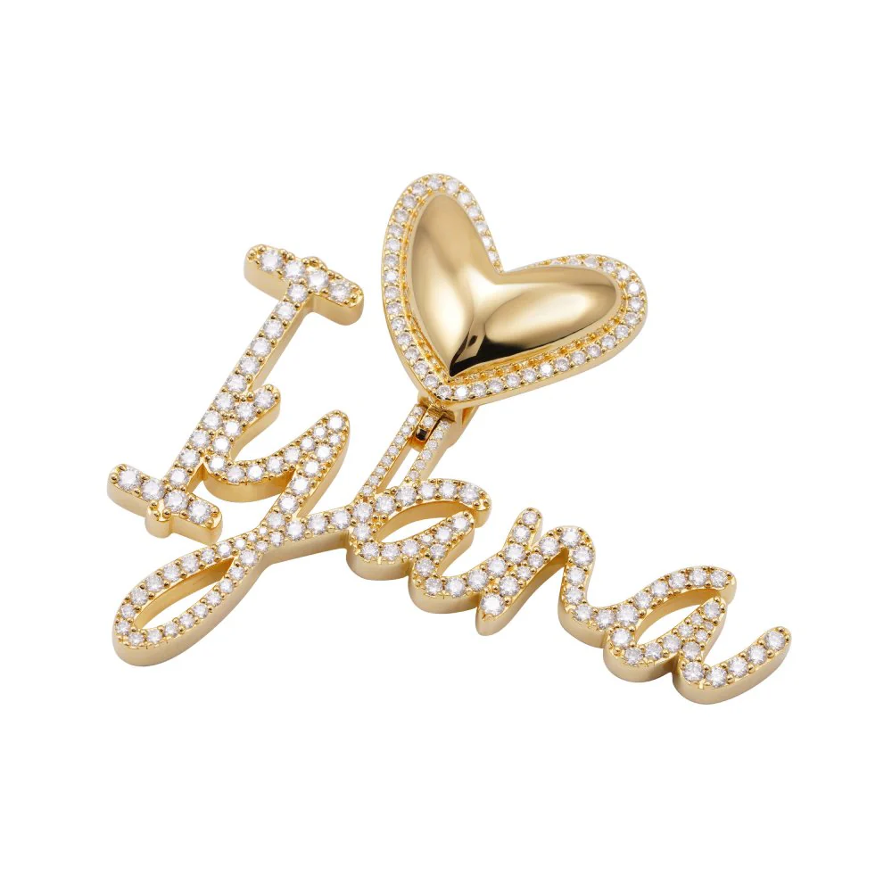 "Iyana" Custom Cursive Letters Pendant 14K Gold - Image 3